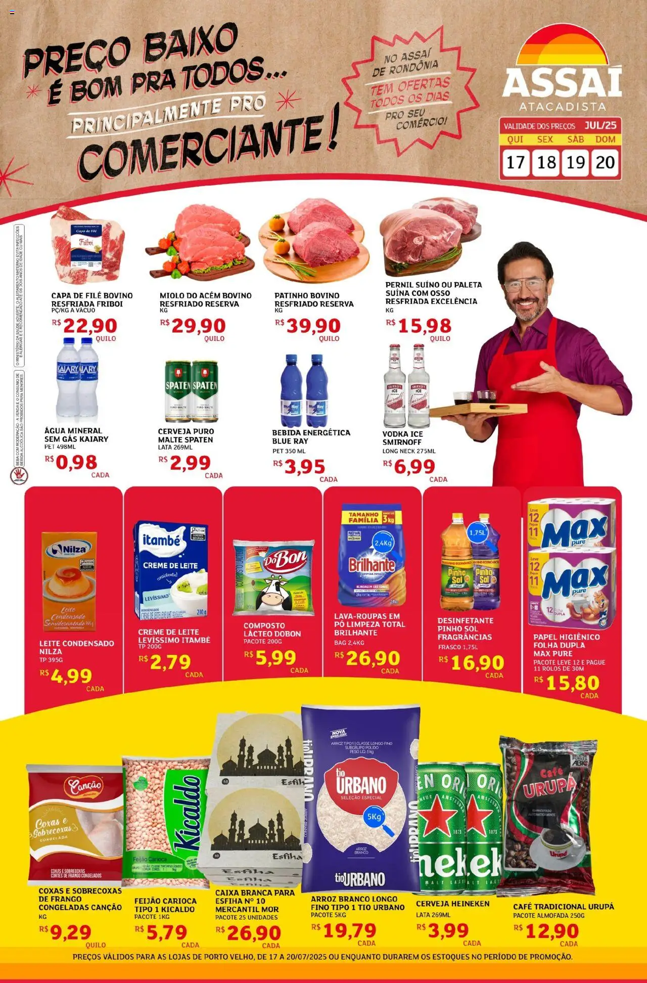 Assaí Atacadista Folheto - válido de 17.07.2025 | Página: 1 | Produtos: Acém, Arroz, Vodka, Creme de leite