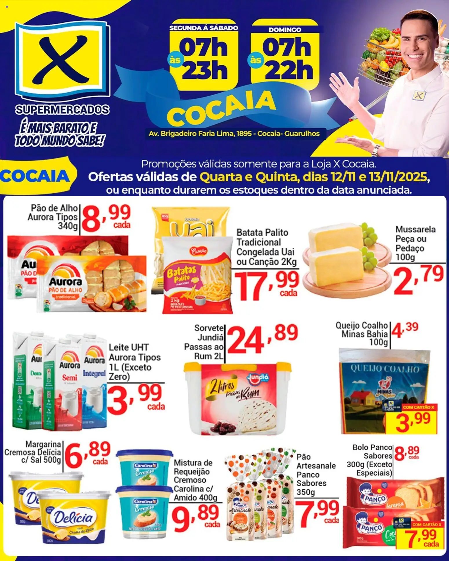 X Supermercados Folheto - válido de 12.11.2025 | Página: 1 | Produtos: Alho, Queijo, Pão, Rum