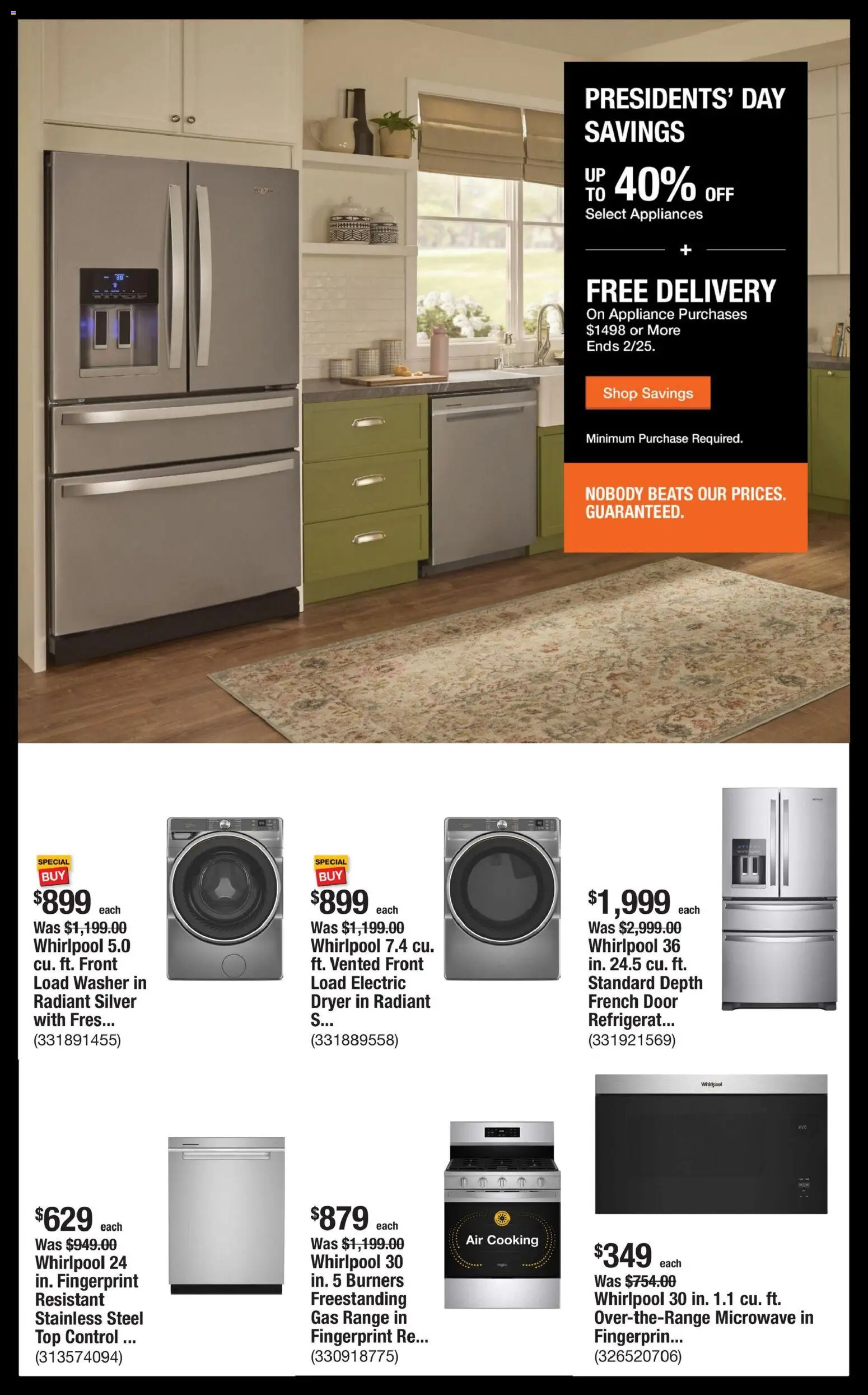 Home Depot Shop Pro Ad - FL - valid from 16.02.2026 | Page: 2 | Products: Microwave, Washer, Dryer
