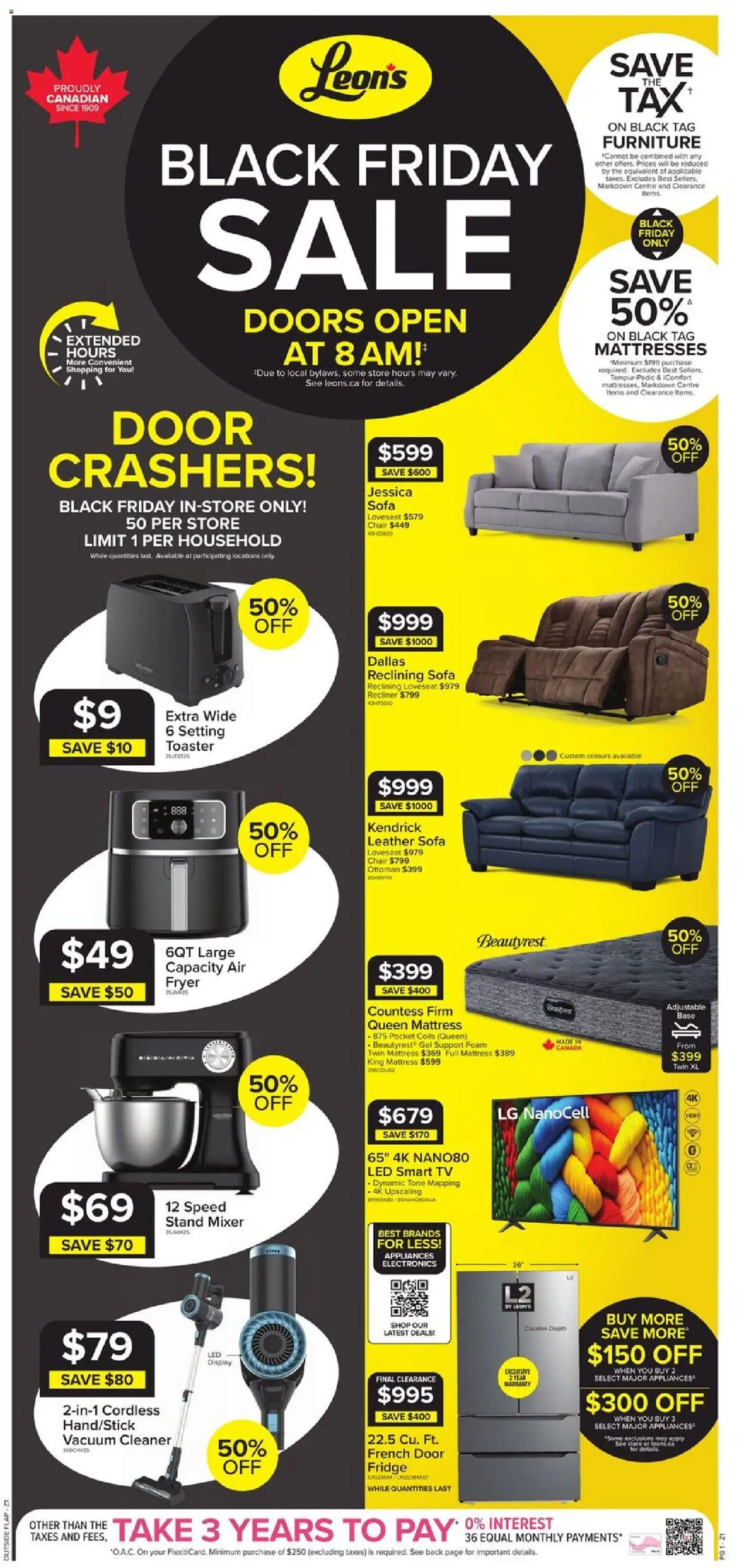 Leon's flyer valid from 27.11.2025 | Page: 1 | Products: Tv, Mixer, Toaster, Sofa