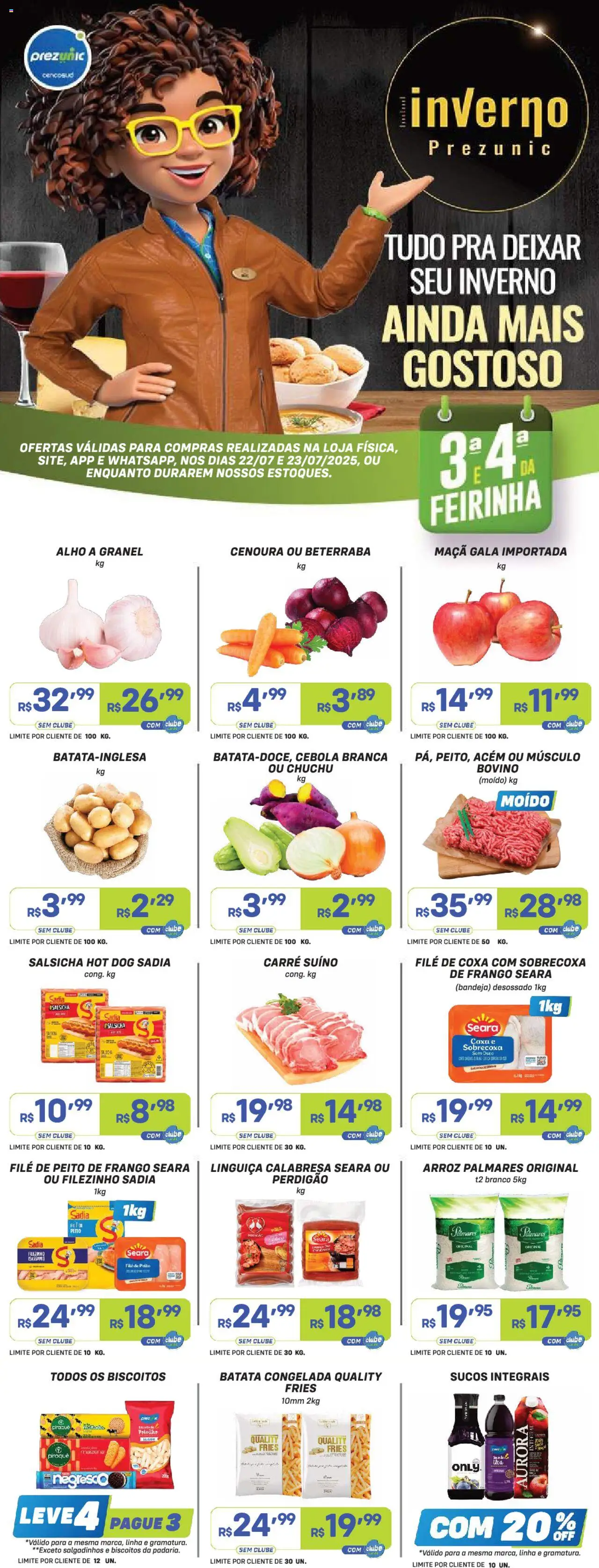 Prezunic Folheto - válido de 22.07.2025 | Página: 1 | Produtos: Alho, Beterraba, Salsicha, Frango