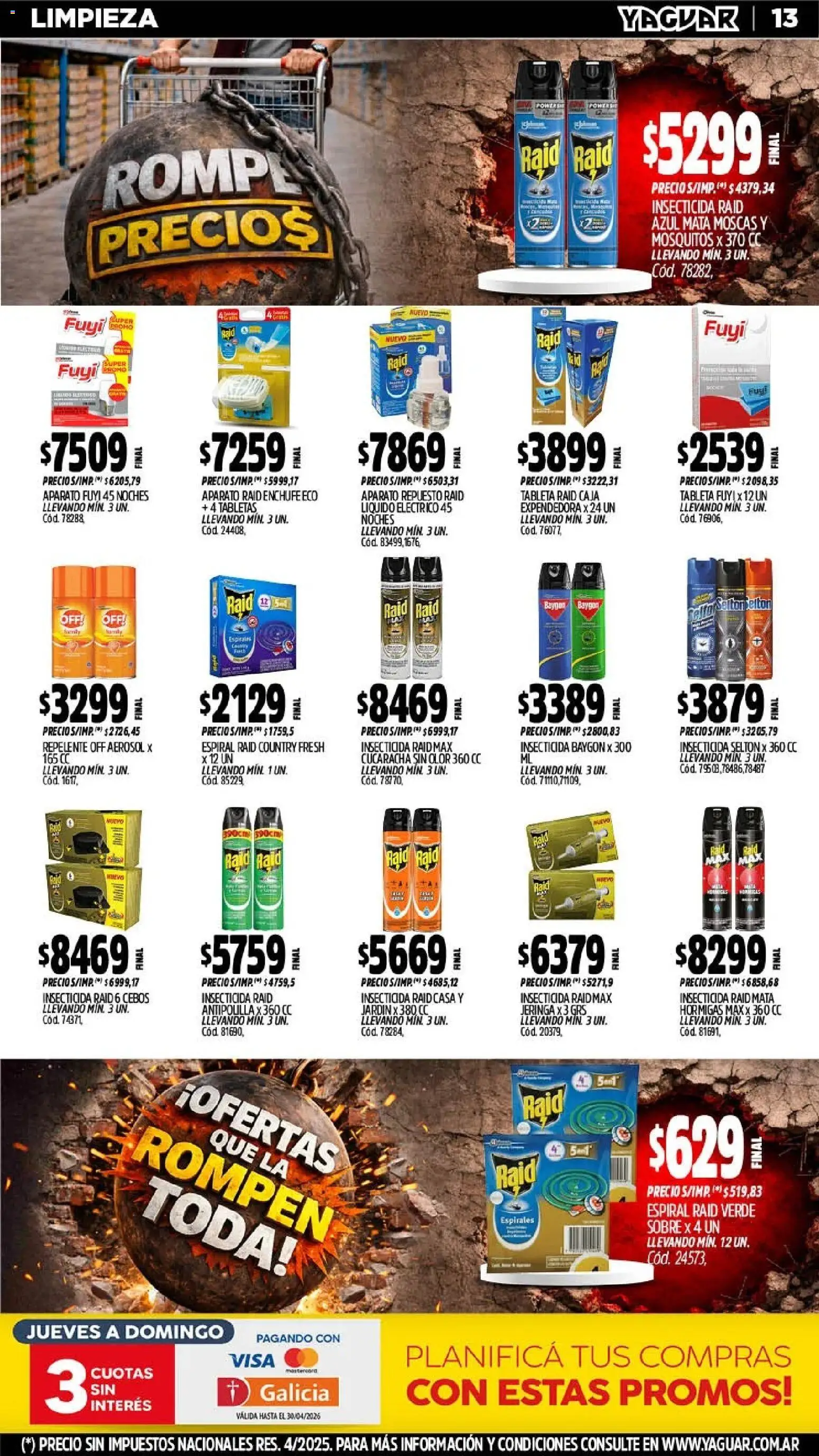 Yaguar - Oferta Semanal Neuquen │ válido desde el 13.04.2026 | Página: 13 | Productos: Repelente, Insecticida, Sobre, Caja