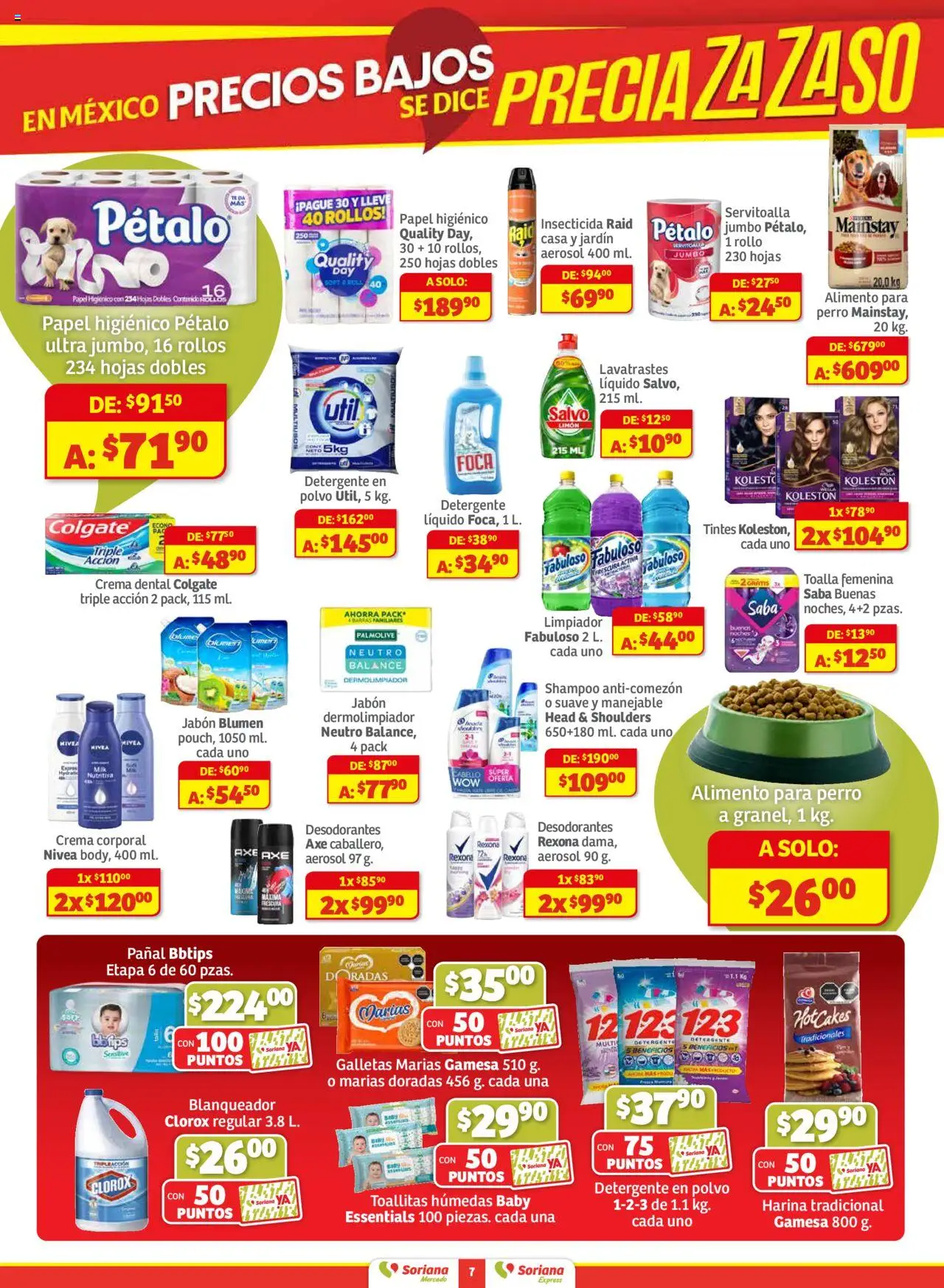 Nuevas ofertas de Soriana válidas en toda la República Mexicana desde el 25.09.2025. ¡Encuentra las mejores ofertas en Soriana - Pesito Valedor Mercado: Edo Mex, Valle De México, Gro, Hgo, Mor, Pue, Qto, Tlax, Ver! | Página: 7 | Productos: Toallitas húmedas, Limpiador, Insecticida, Polvo