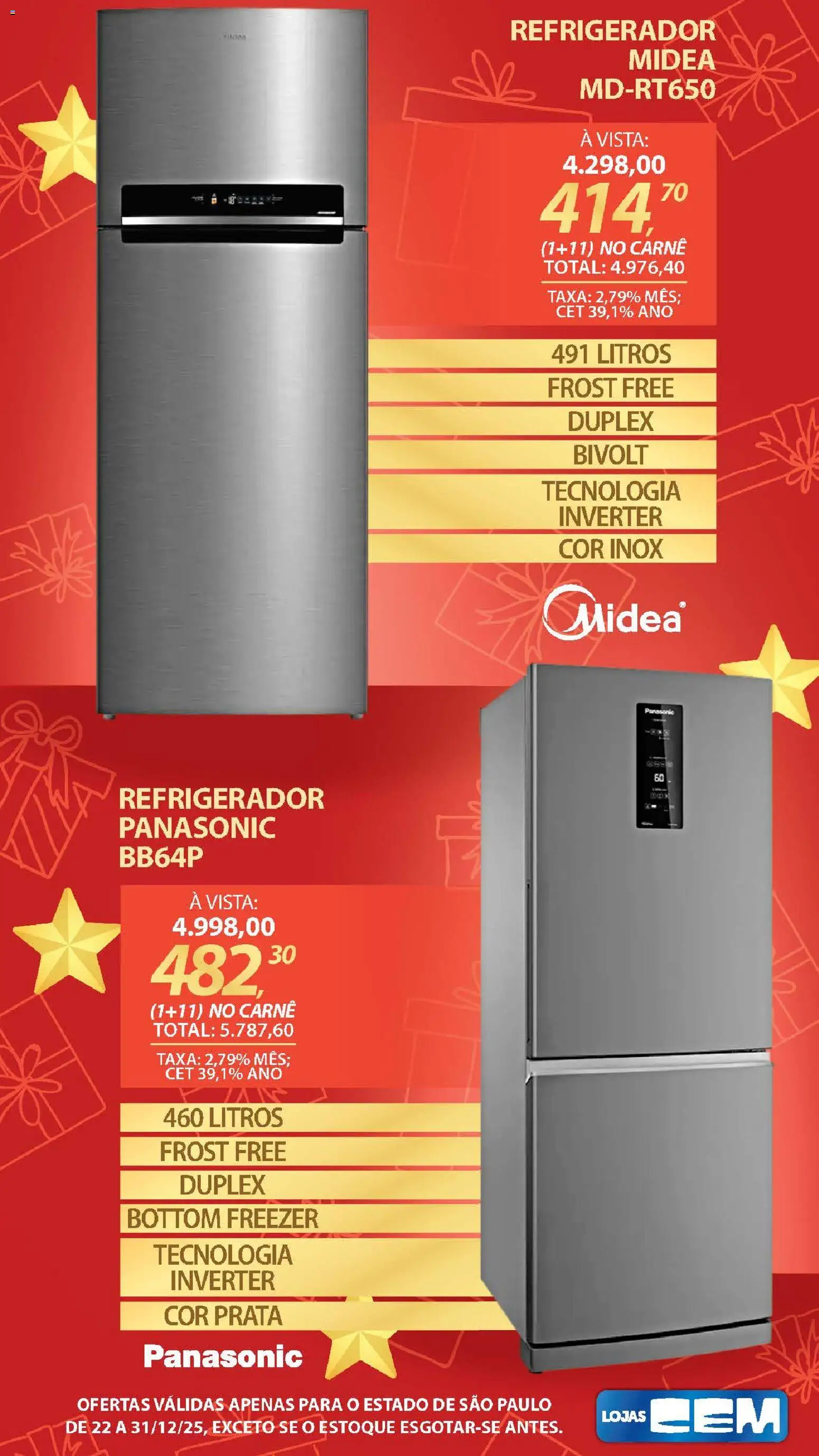 Lojas Cem Folheto - válido de 22.12.2025 | Página: 36 | Produtos: Refrigerador, Freezer, Carne