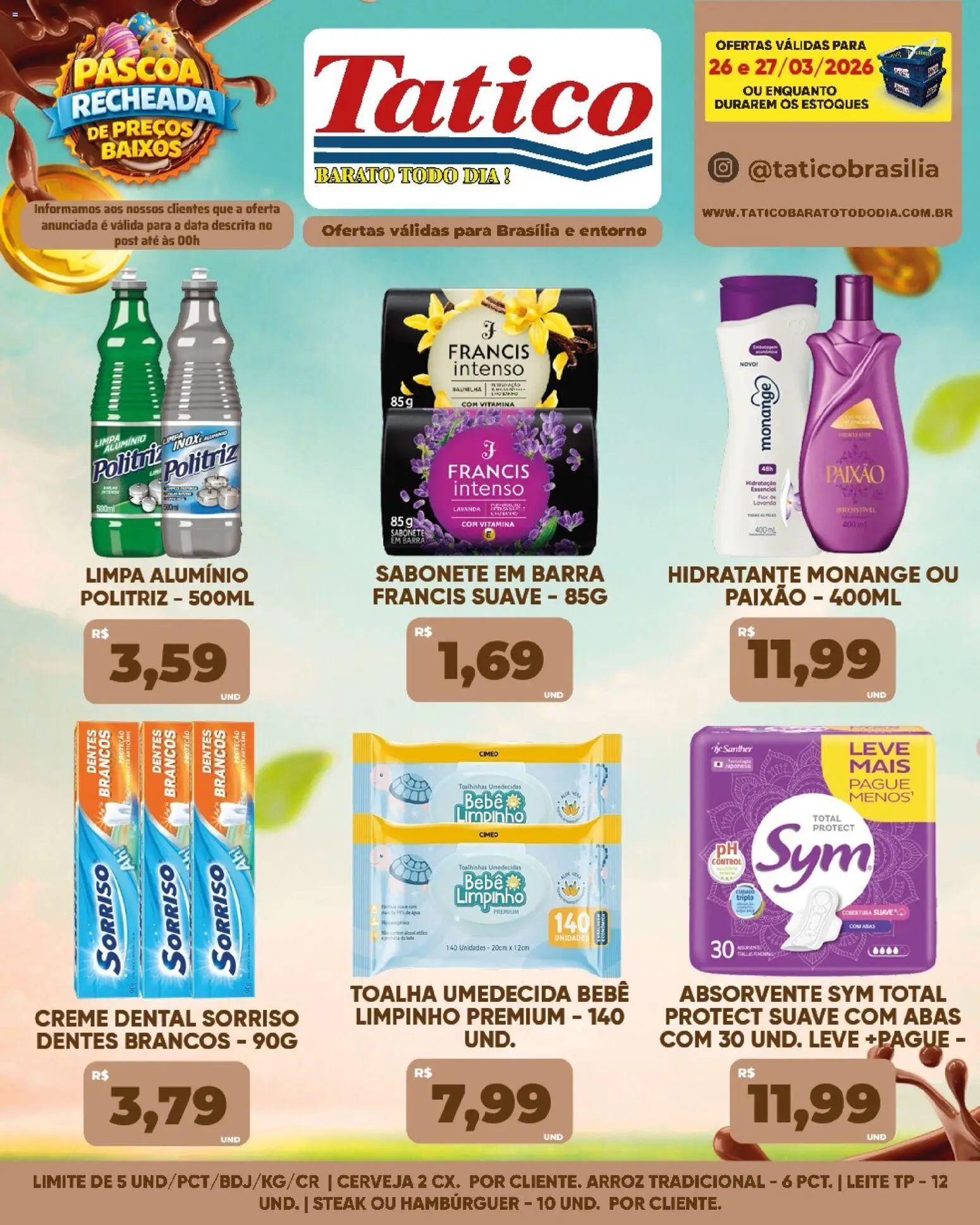 Tatico Folheto - válido de 26.03.2026 | Página: 24 | Produtos: Creme, Hambúrguer, Absorvente, Toalha umedecida