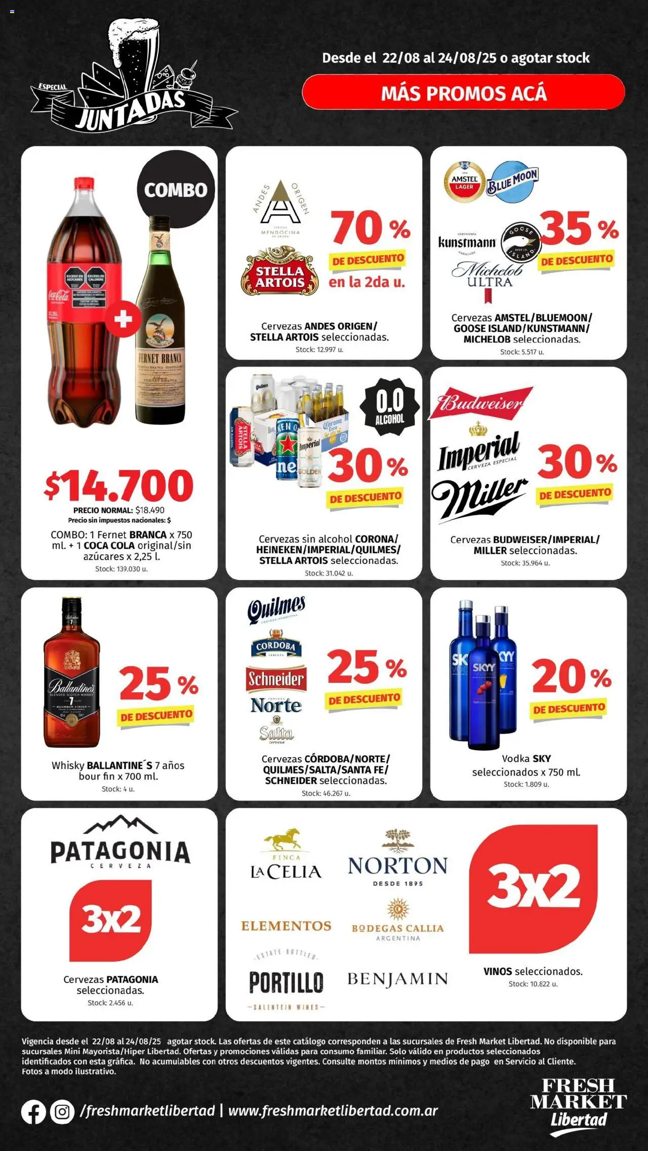 Hipermercado Libertad - Juntadas │ válido desde el 22.08.2025 | Página: 1 | Productos: Whisky, Fernet, Cera, Cerveza