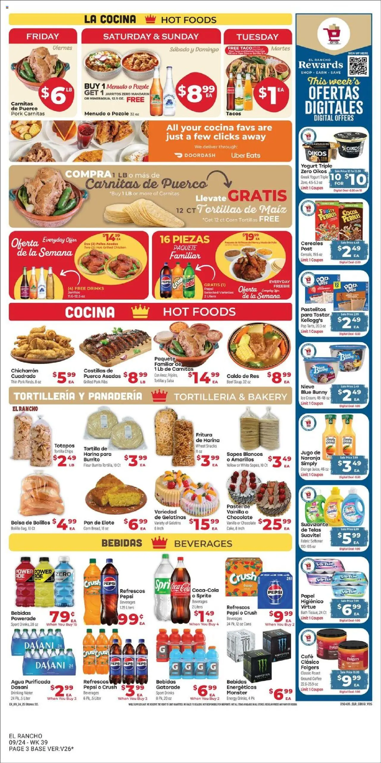 El Rancho Weekly Ad - valid from 24.09.2025 | Page: 3 | Products: Corn, Pan, Fabric softener, Chips