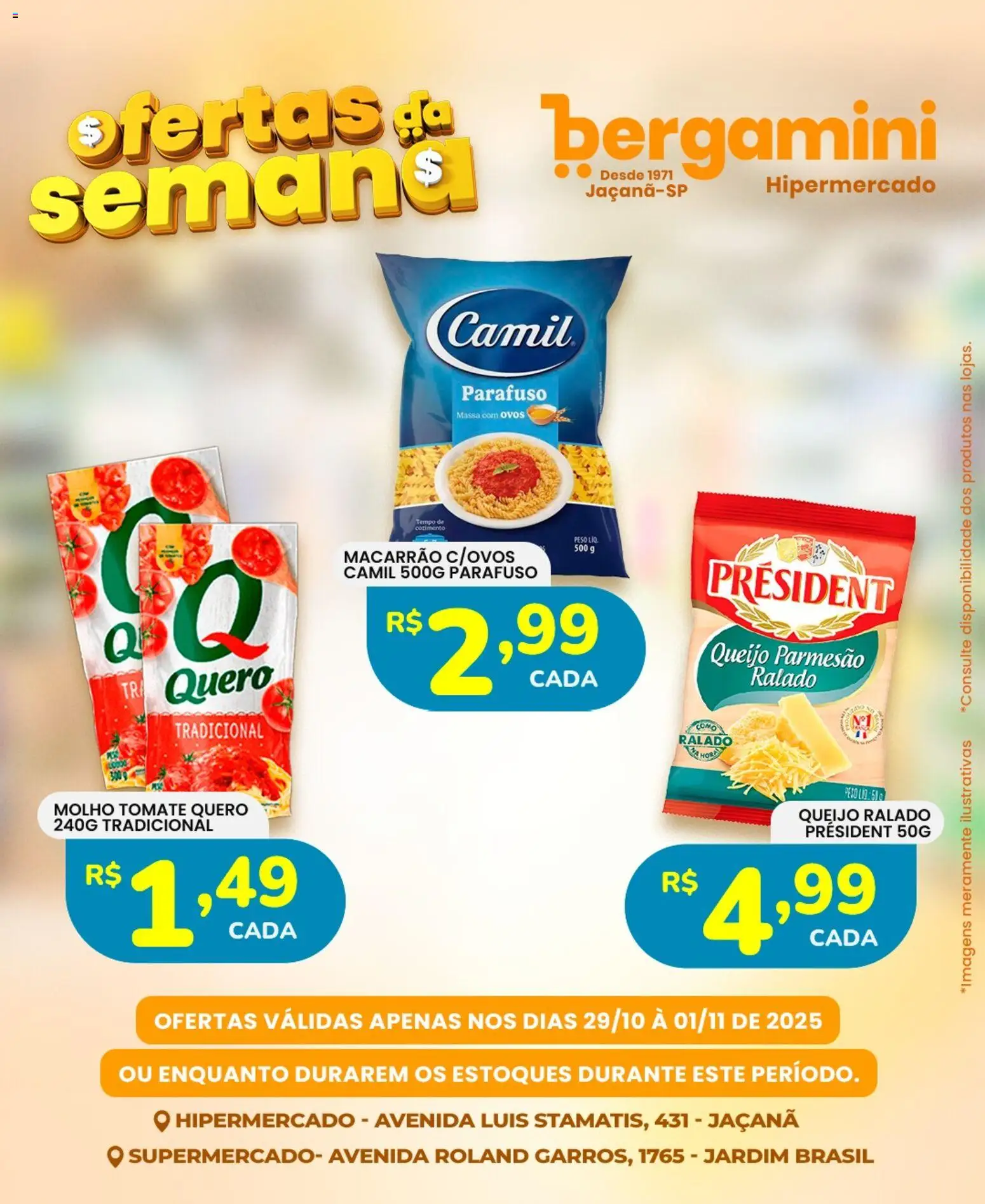 Supermercado Bergamini Folheto - válido de 29.10.2025 | Página: 11 | Produtos: Ovos, Macarrão, Massa, Queijo parmesão