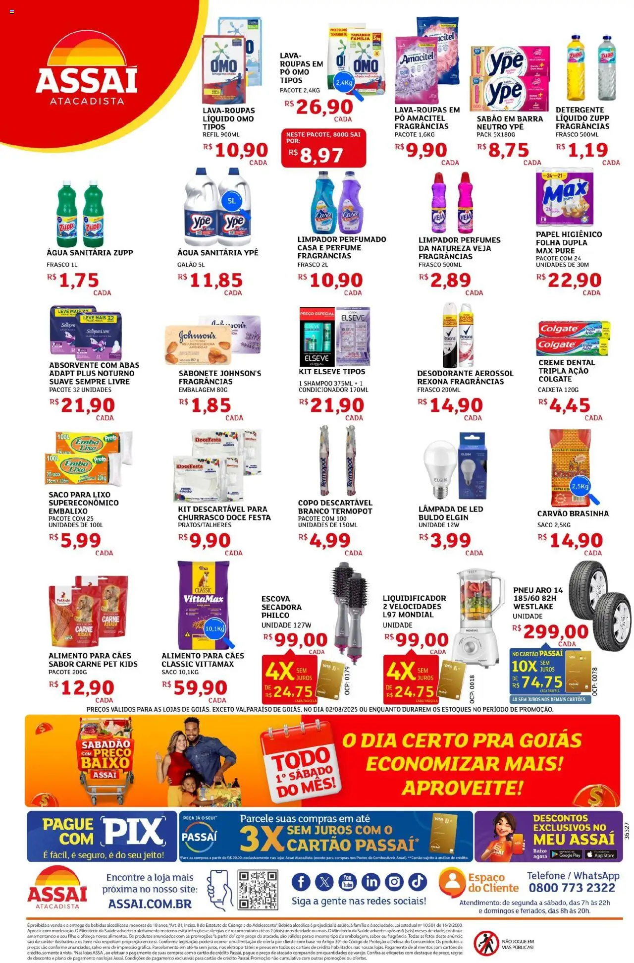 Assaí Atacadista Folheto - válido de 02.08.2025 | Página: 4 | Produtos: Desodorante, Liquidificador, Bebida, Telefone