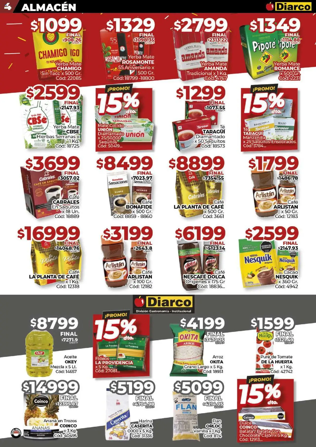 Diarco ofertas │ válido desde el 15.09.2025 | Página: 4 | Productos: Pure de Tomate, Fideos, Mate cocido, Cacao