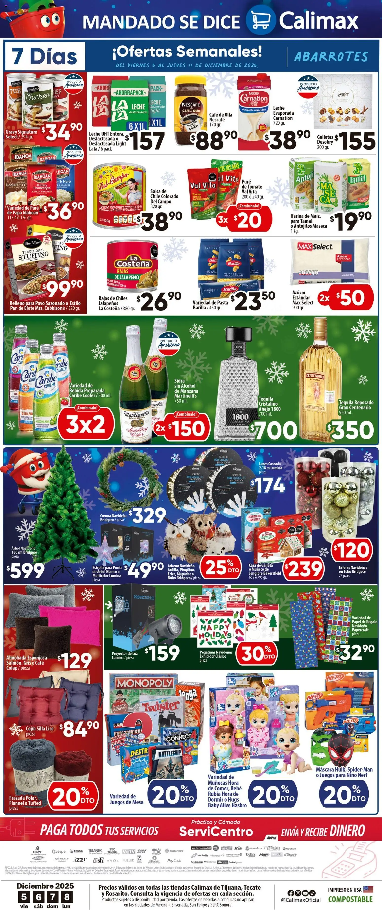 Nuevas ofertas de Calimax válidas en toda la República Mexicana desde el 05.12.2025. ¡Encuentra las mejores ofertas en Calimax folleto Tijuana! | Página: 4 | Productos: Tomate, Pasta, Proyector, Almohada