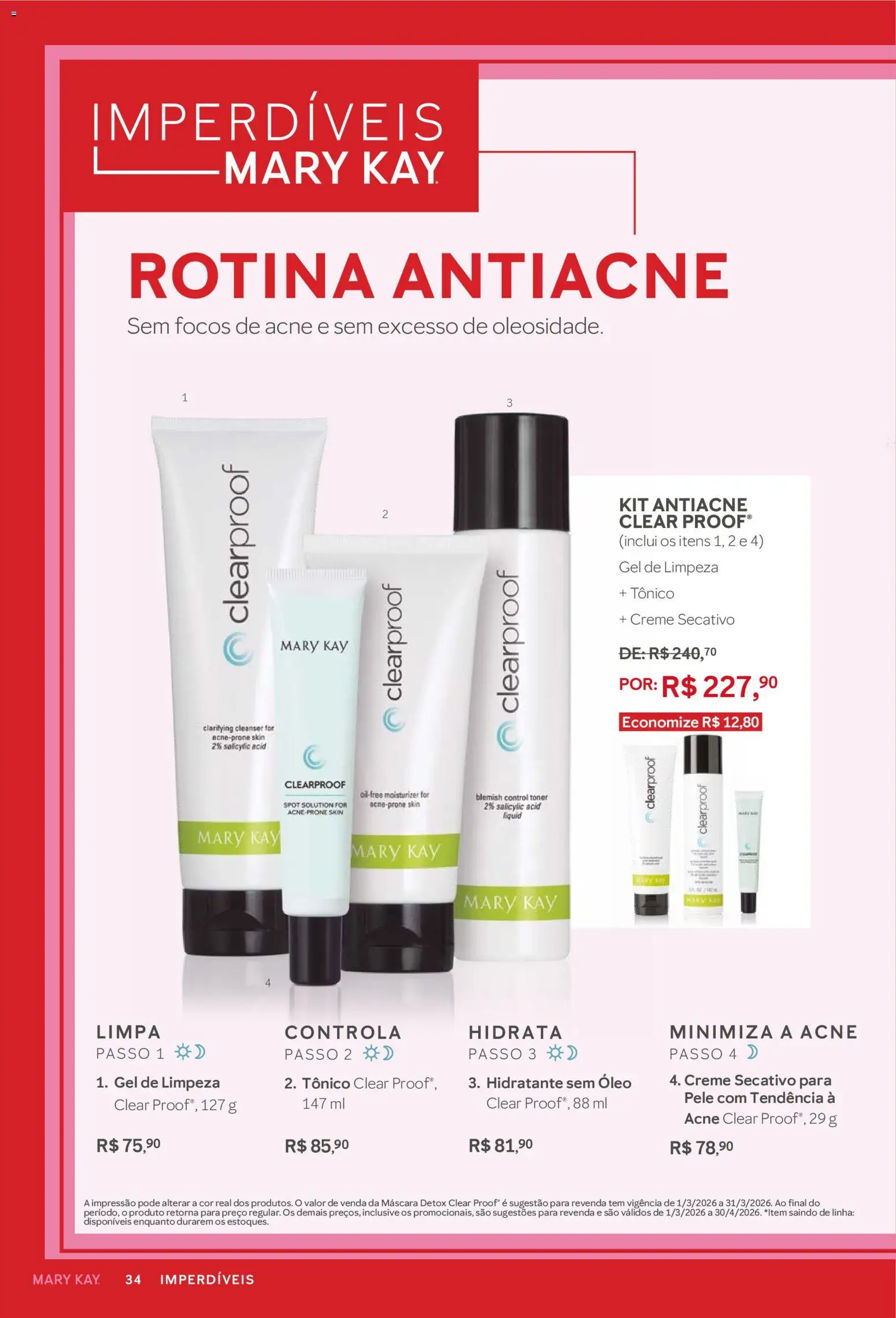 Mary Kay Folheto - válido de 01.03.2026 | Página: 34 | Produtos: Tônico, Óleo, Gel de limpeza, Creme