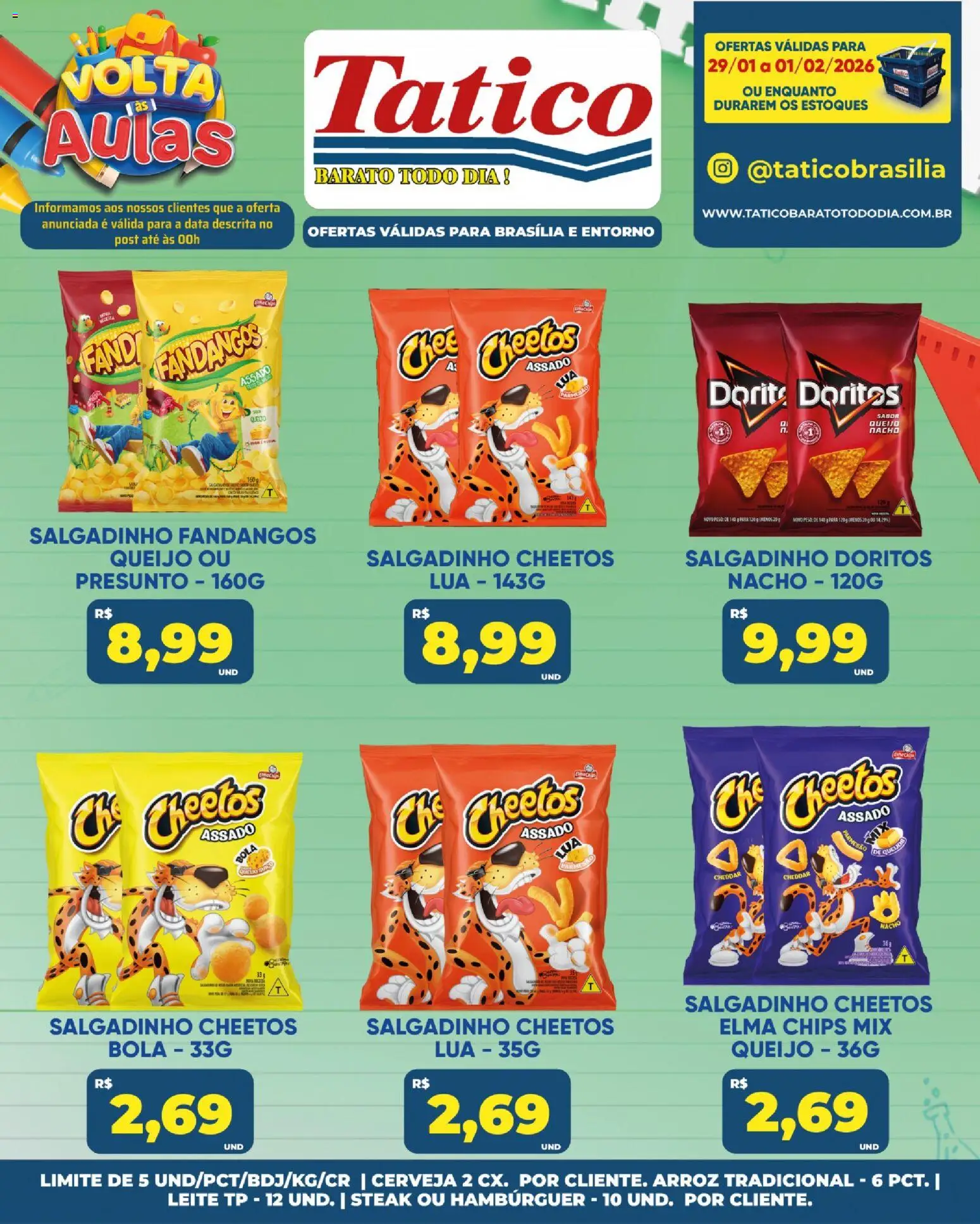 Tatico Folheto - válido de 31.01.2026 | Página: 29 | Produtos: Leite, Queijo, Cheddar, Cheetos