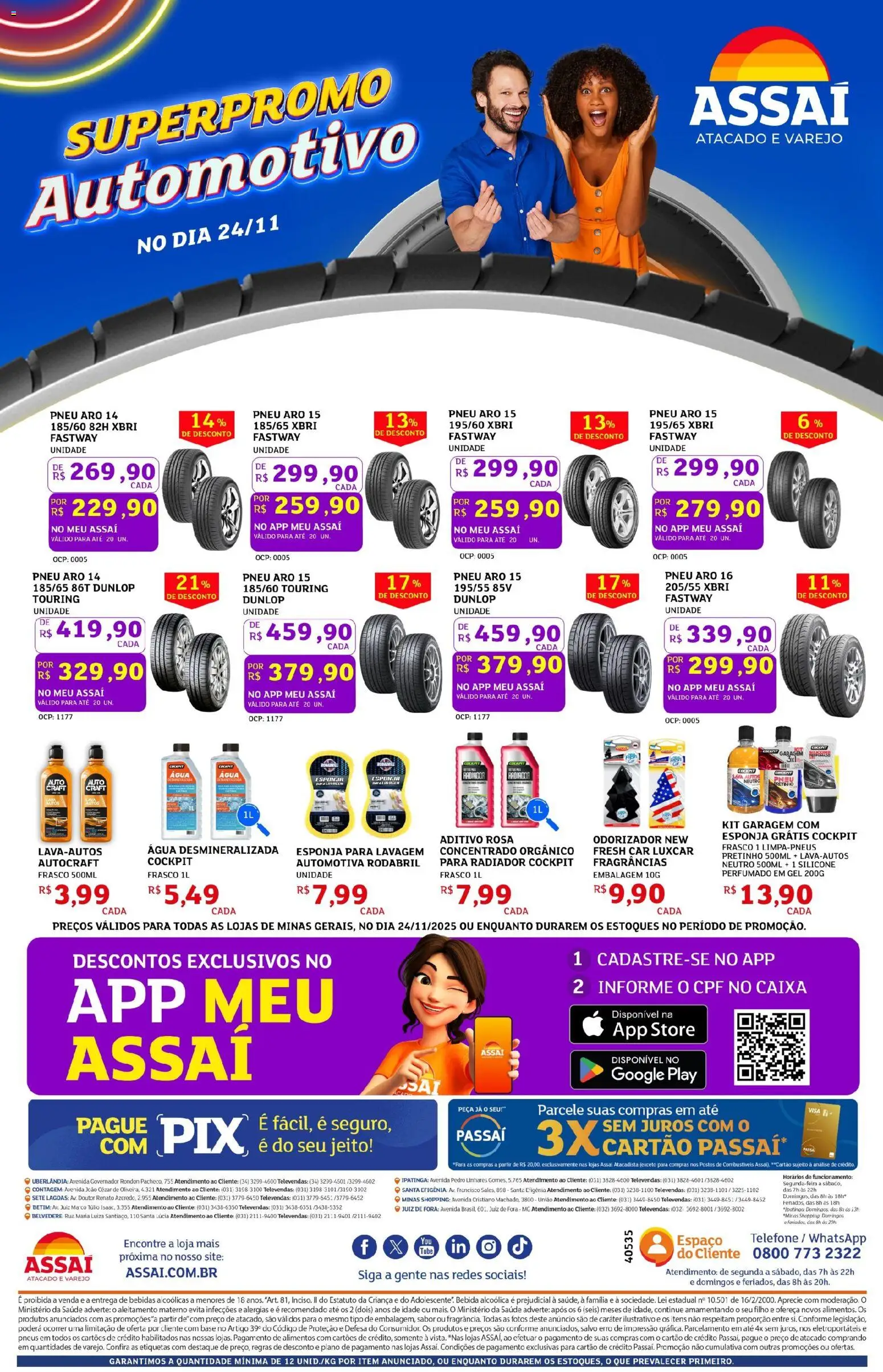 Assaí Atacadista Folheto - válido de 24.11.2025 | Página: 1 | Produtos: Esponja, Radiador, Base, Telefone