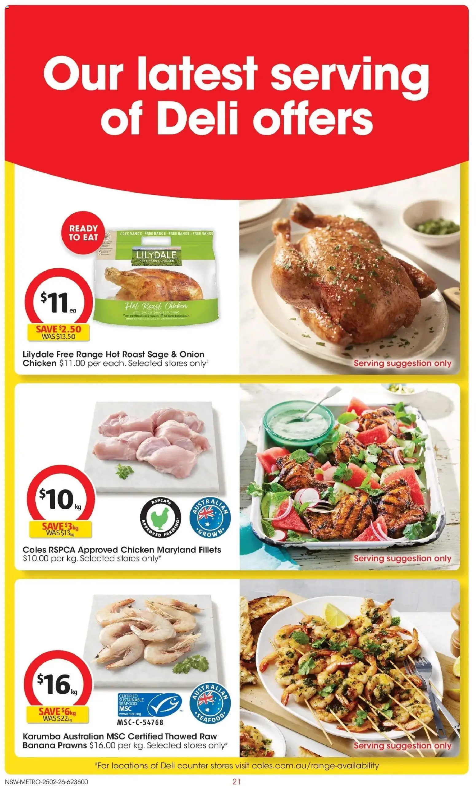 Coles catalogue - valid from 25.02.2026 | Page: 21 | Products: Chicken, Prawns, Sustainable, Seafood