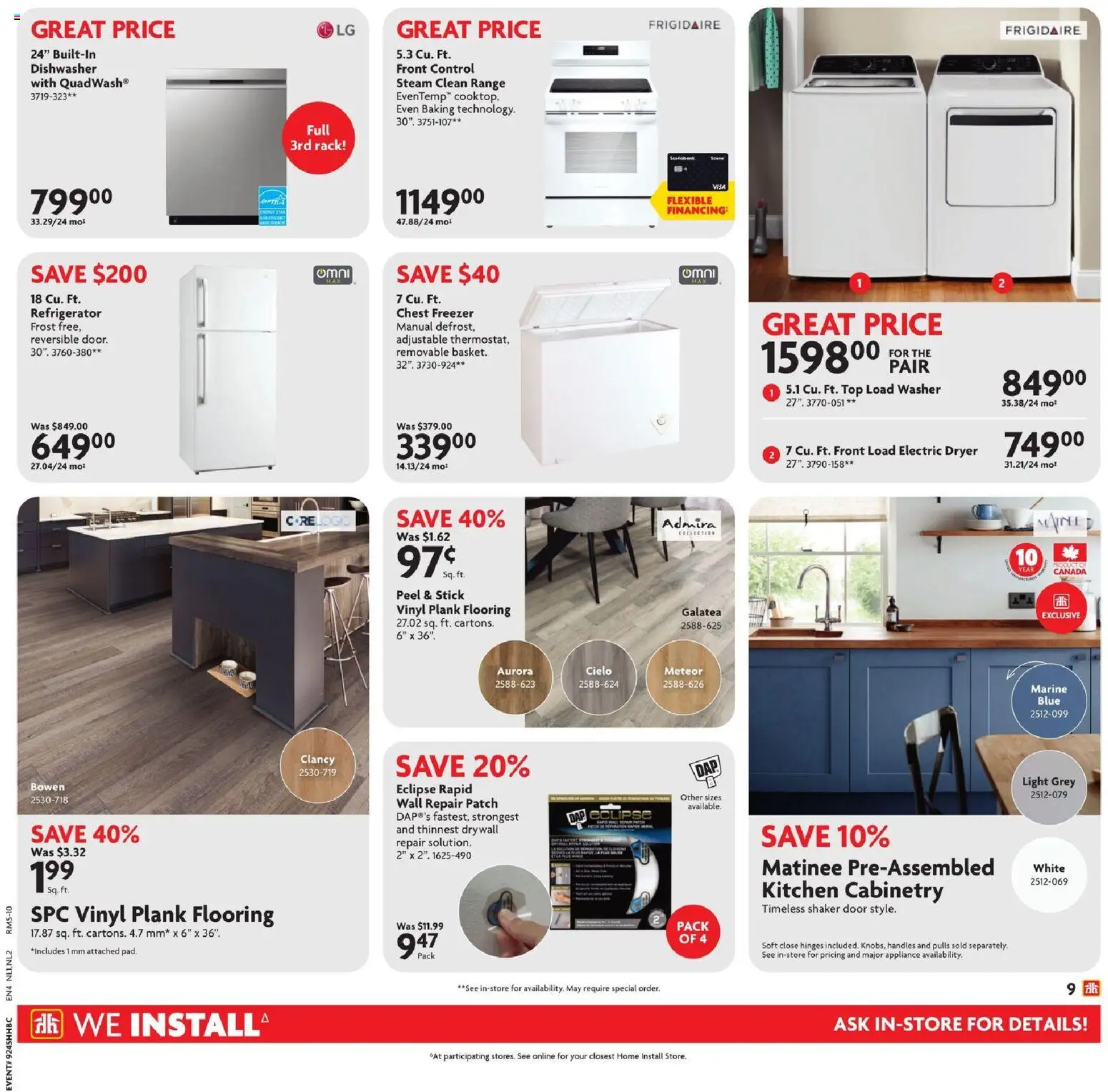 Home Hardware flyer valid from 06.11.2025 | Page: 10 | Products: Refrigerator, Freezer, Dryer, Dishwasher