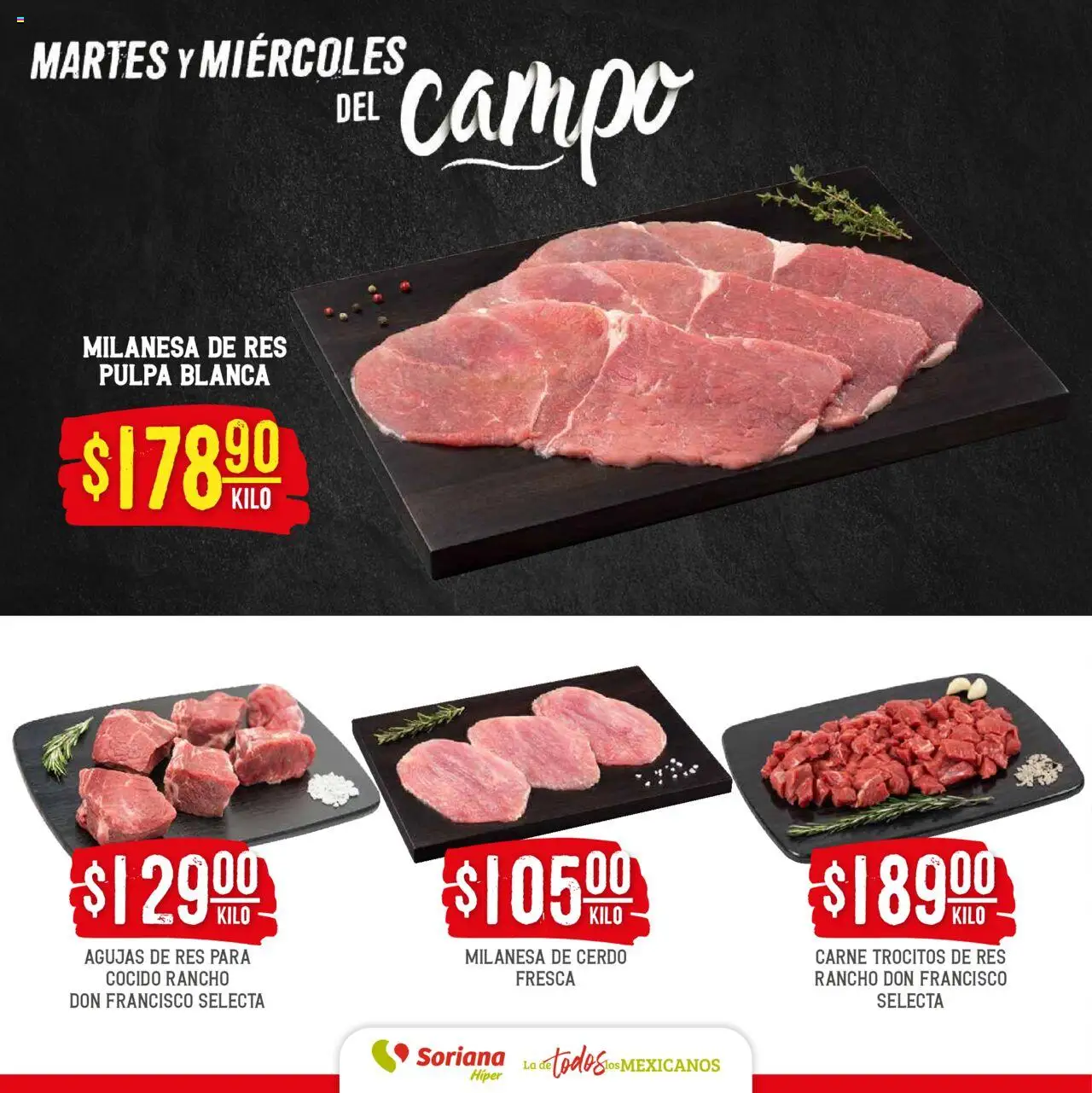 Nuevas ofertas de Soriana válidas en toda la República Mexicana desde el 08.07.2025. ¡Encuentra las mejores ofertas en Soriana - Martes y Miércoles del Campo Híper: Tijuana, Mexicali, Ensenada, San Luis Río Colorado y Tecate! | Página: 4 | Productos: Milanesa, Cerdo, Res