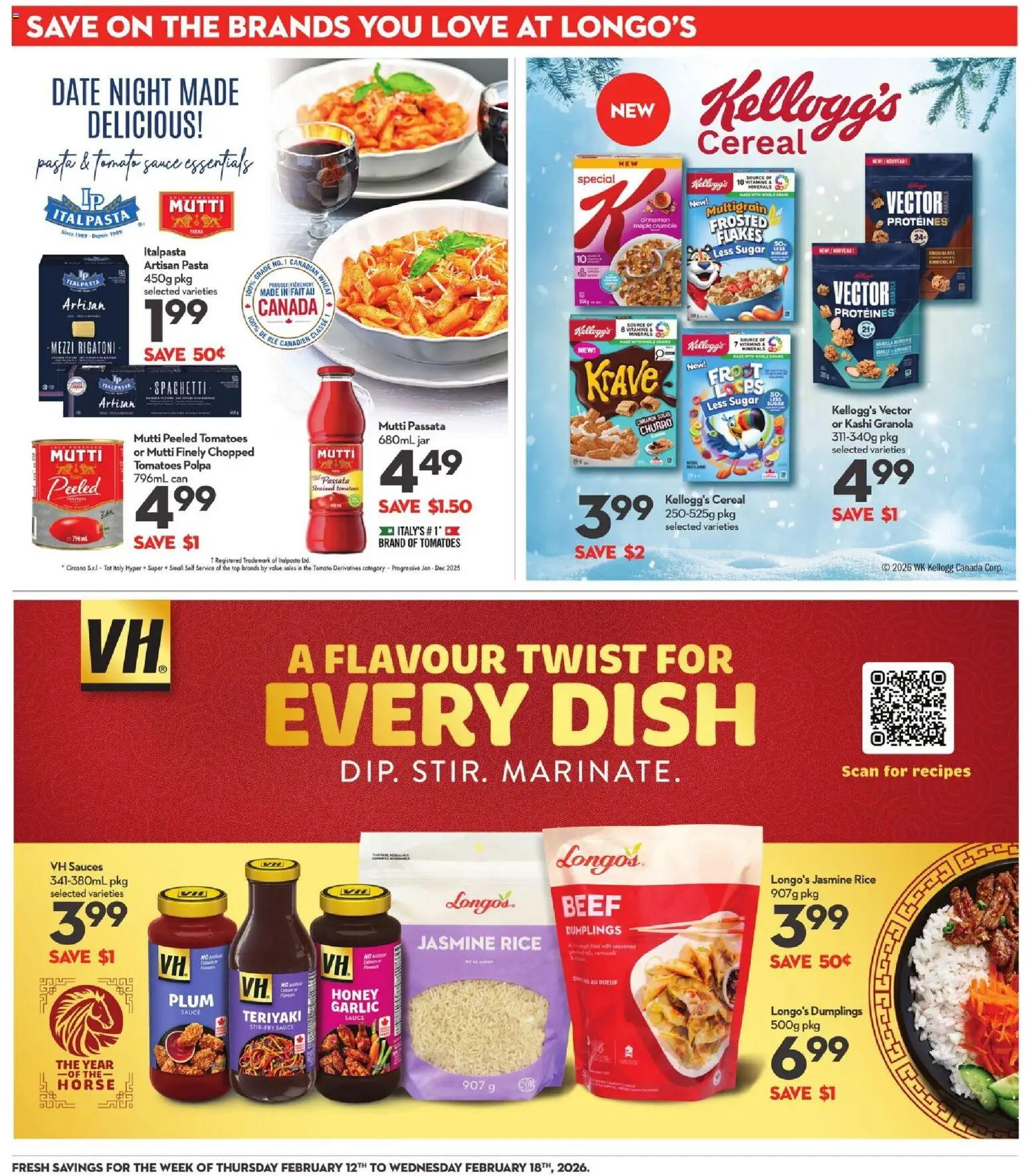 Longo's flyer valid from 12.02.2026 | Page: 22 | Products: Rice, Beef, Flakes, Chocolate