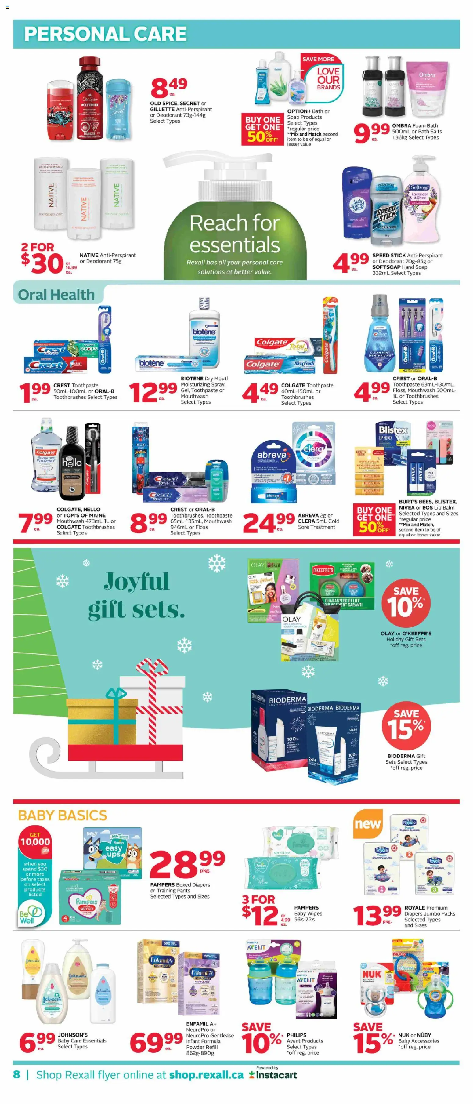 Rexall flyer valid from 24.10.2025 | Page: 12 | Products: Powder, Deodorant, Toothpaste, Pants