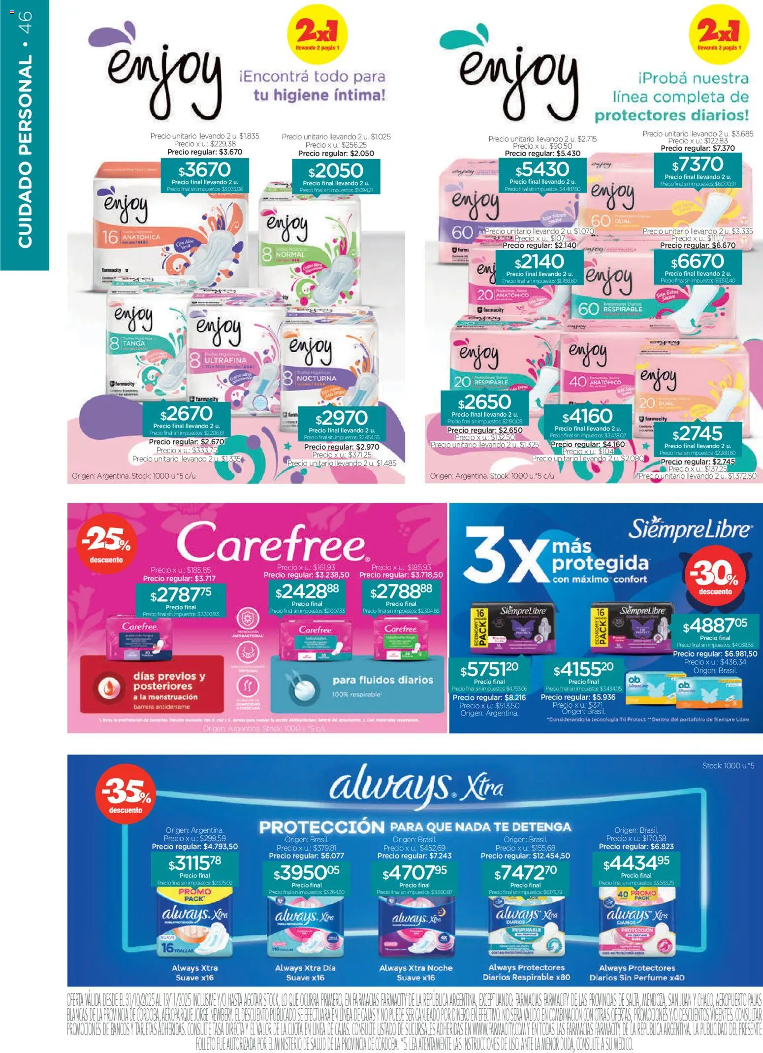 Farmacity catálogo │ válido desde el 30.10.2025 | Página: 46 | Productos: Perfume, Sal, Té, Protectores diarios