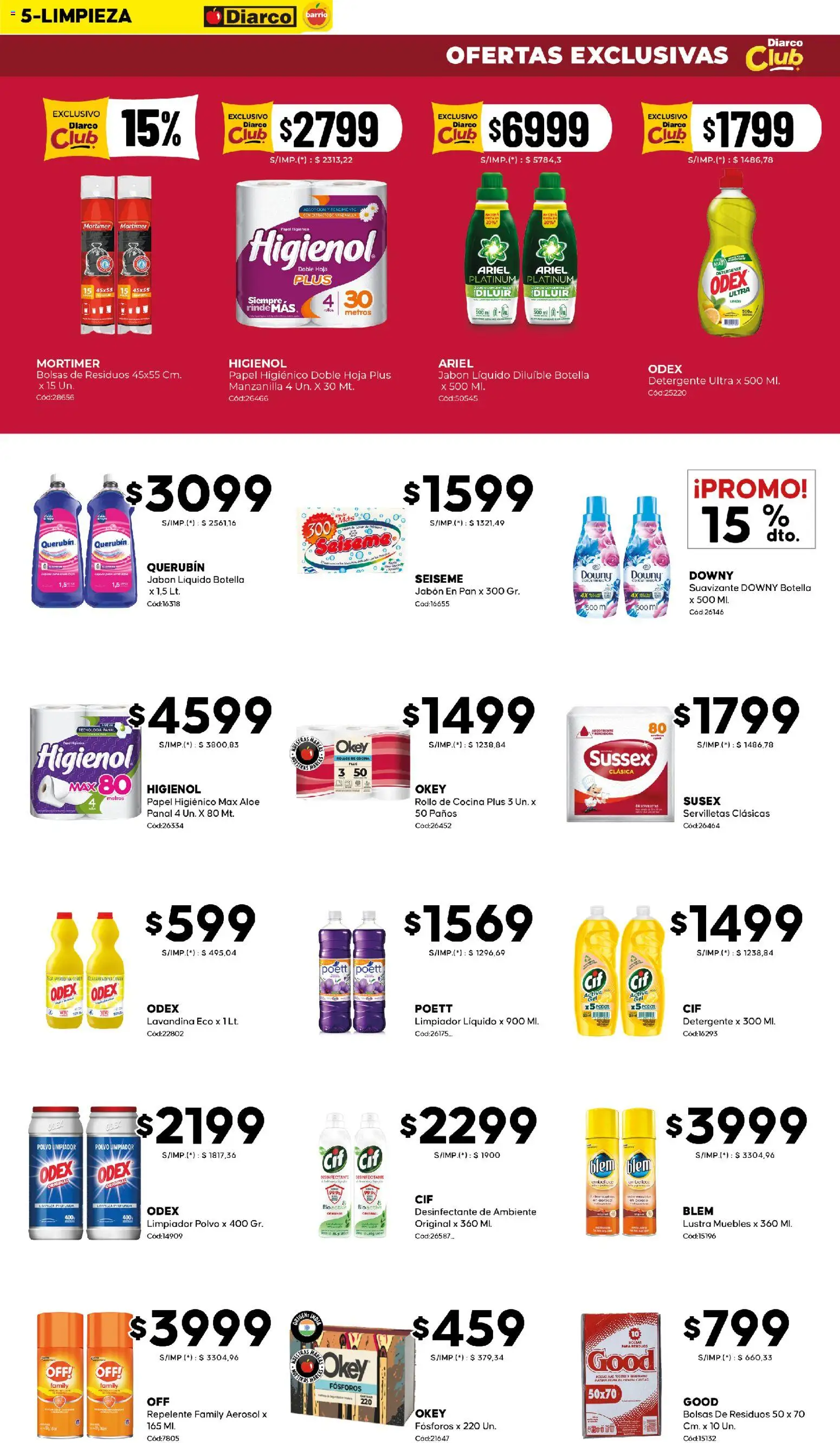 Diarco - Ofertas Diarco Barrio │ válido desde el 10.11.2025 | Página: 5 | Productos: Desinfectante, Botella, Servilletas, Suavizante