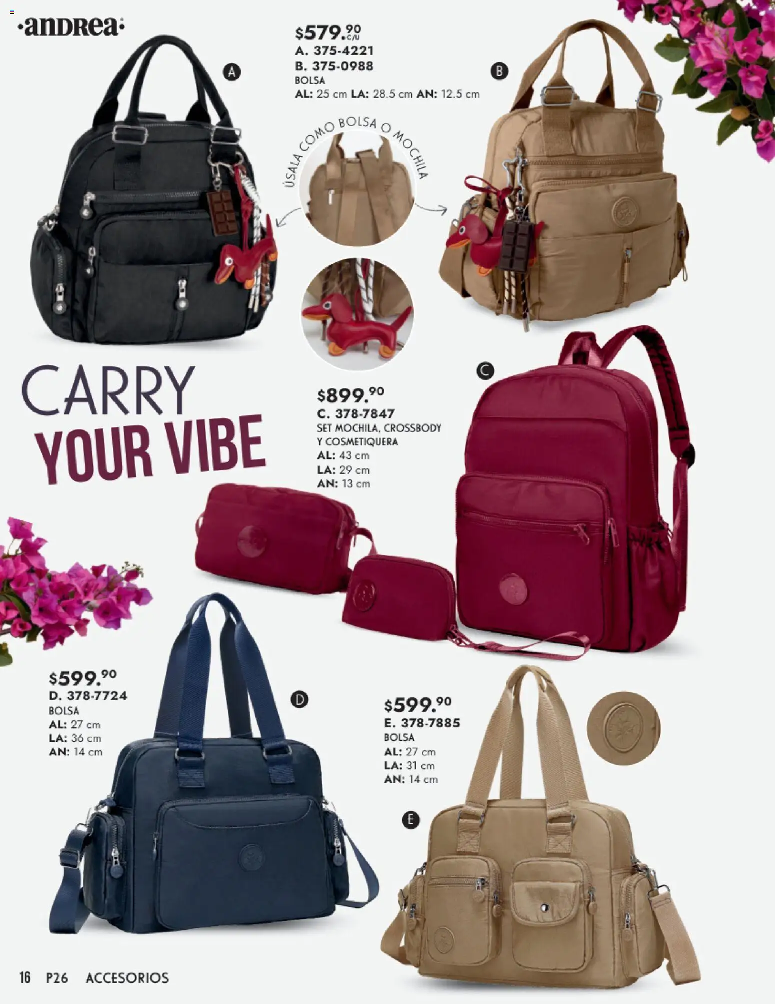 Nuevas ofertas de Andrea válidas en toda la República Mexicana desde el 25.01.2026. ¡Encuentra las mejores ofertas en Andrea catálogo Primavera! | Página: 16 | Productos: Bolsa, Mochila