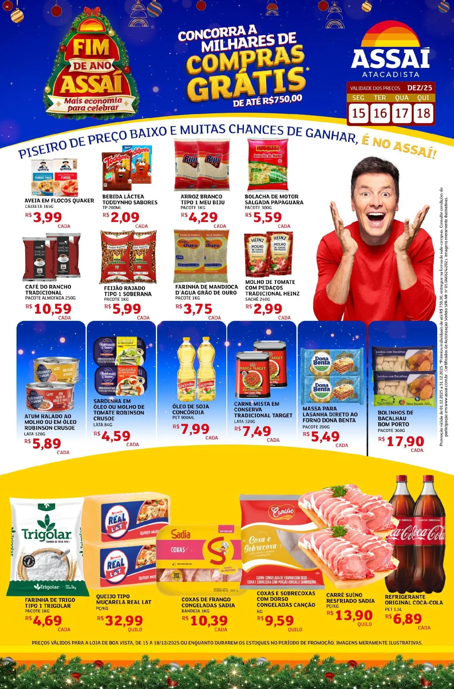 Assaí Atacadista Folheto - válido de 15.12.2025 | Página: 1 | Produtos: Molho de tomate, Óleo, Muçarela, Bolacha