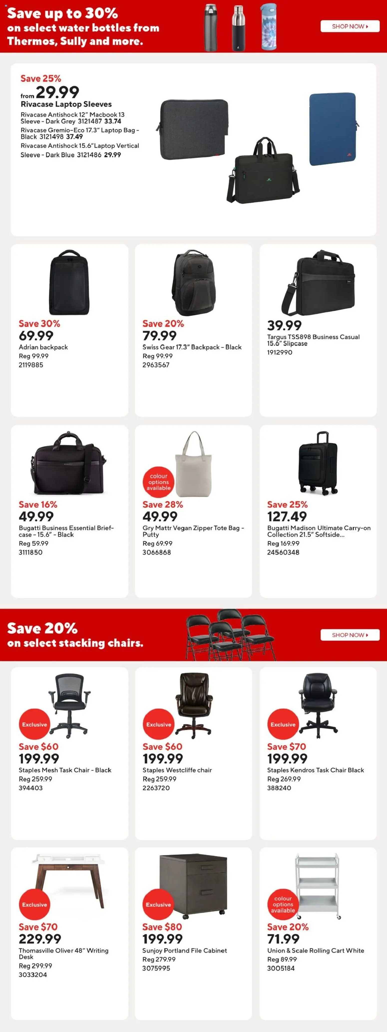 Staples flyer valid from 27.02.2026 | Page: 12 | Products: Backpack, Case, Chair, Cabinet