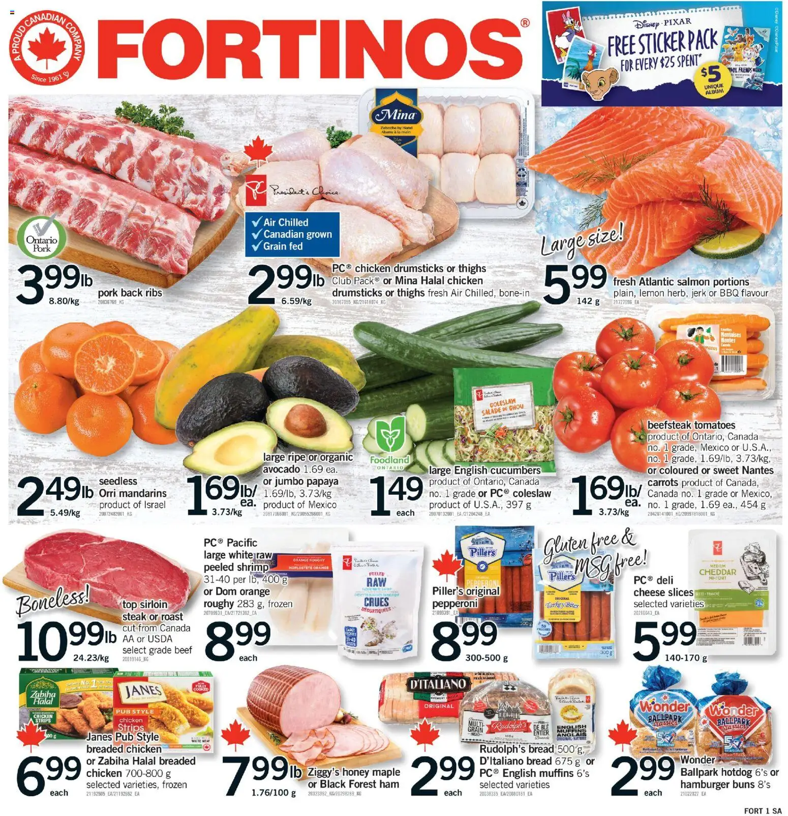 Fortinos flyer valid from 09.04.2026 | Page: 1 | Products: Cucumbers, Bread, Ham, Chicken