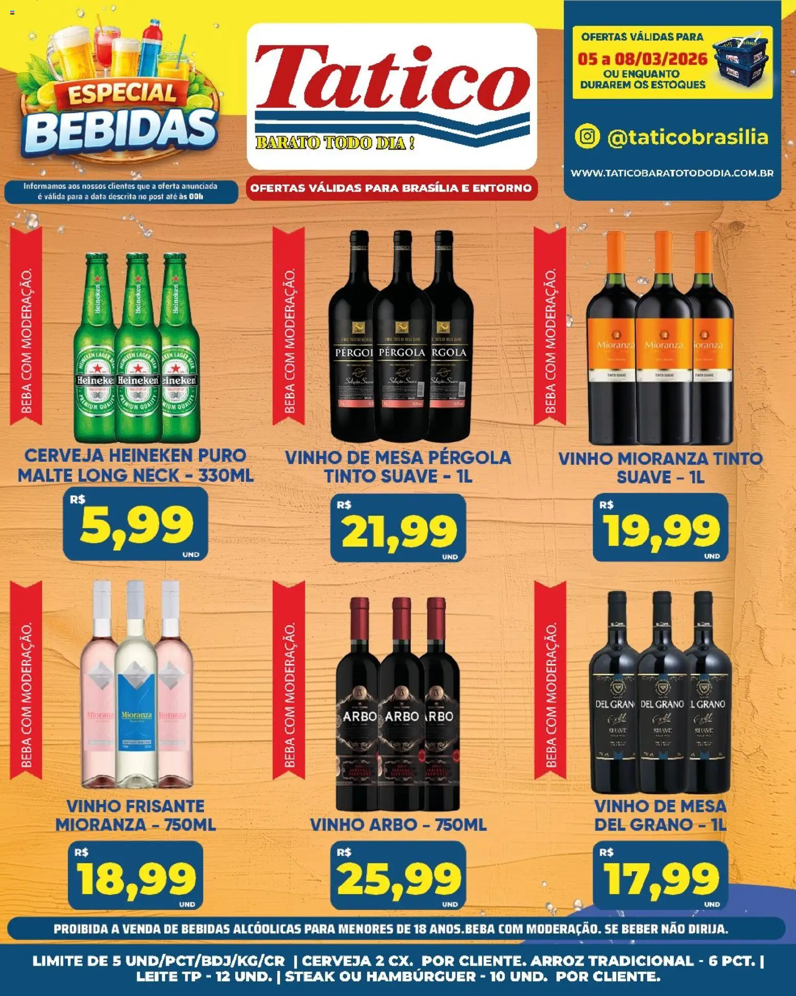 Tatico Folheto - válido de 05.03.2026 | Página: 20 | Produtos: Leite, Cerveja, Arroz, Cerveja Heineken