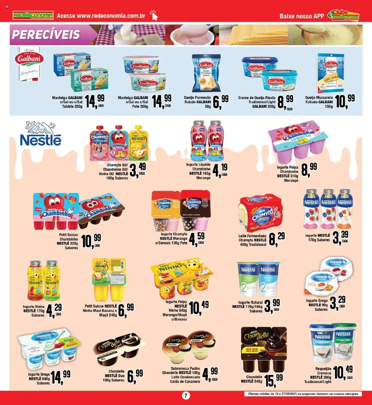 RedEconomia Folheto - válido de 19.08.2025 | Página: 7 | Produtos: Parmesão, Leite condensado, Requeijão, Iogurte grego