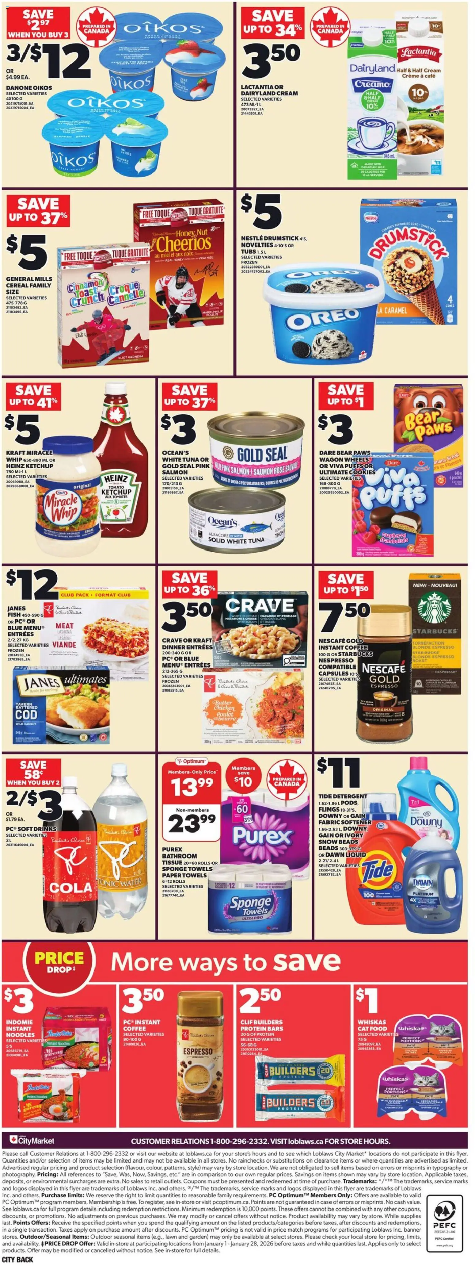 Loblaws flyer valid from 08.01.2026 | Page: 4 | Products: PC, Cheese, Yogurt, Chicken