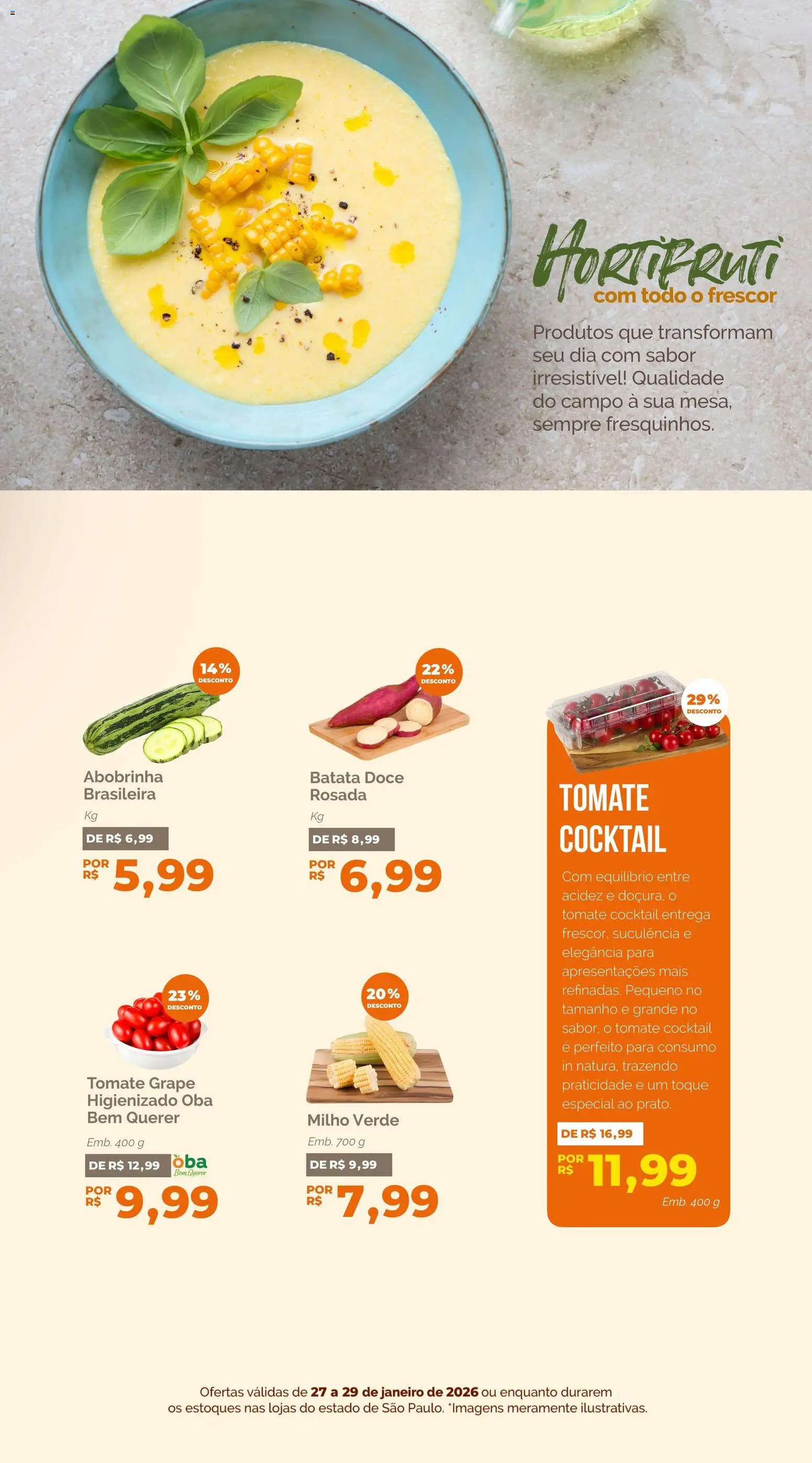 Oba Hortifruti Folheto - válido de 27.01.2026 | Página: 5 | Produtos: Abobrinha, Milho verde, Batata