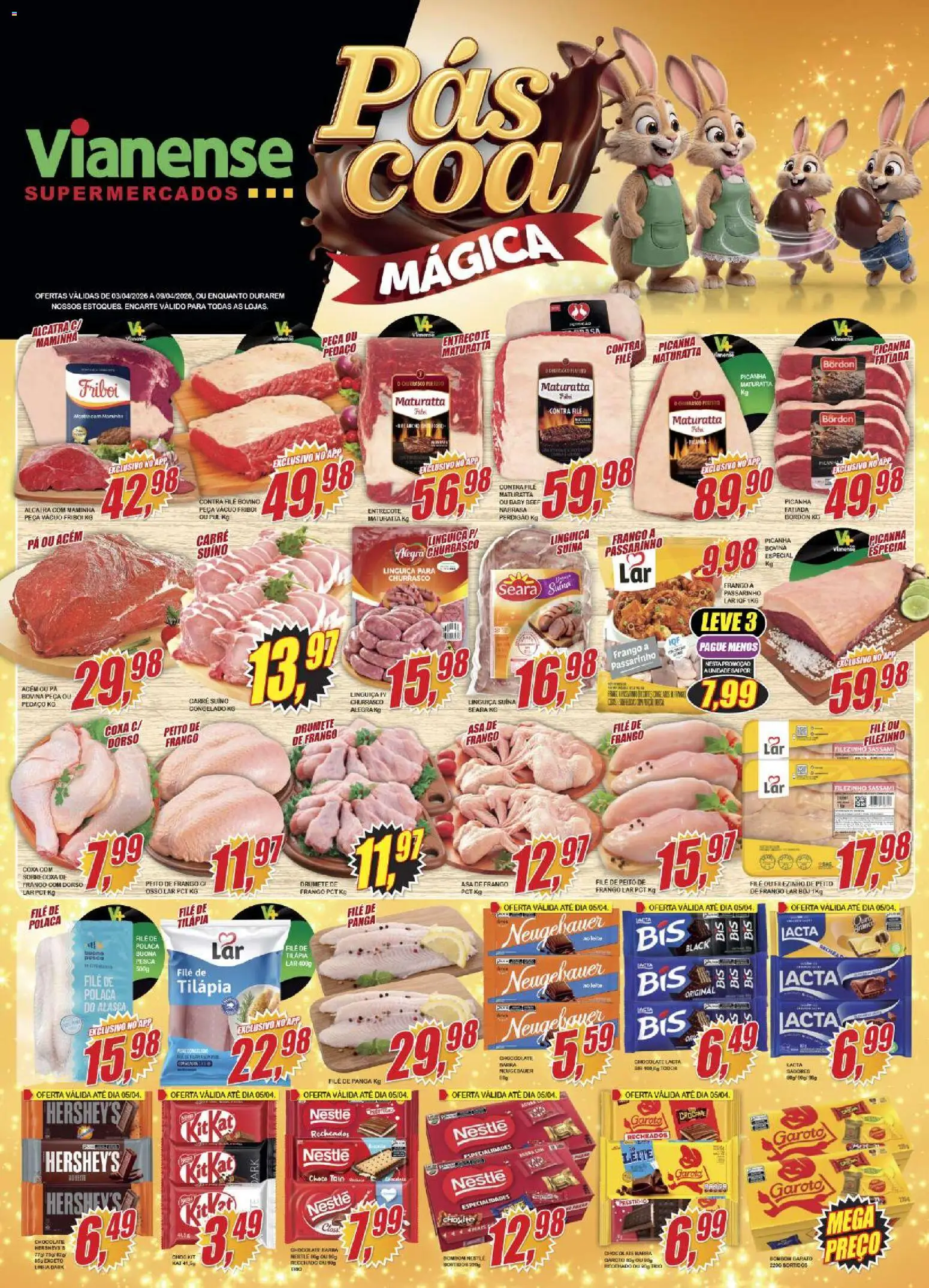 Vianense Folheto - válido de 03.04.2026 | Página: 3 | Produtos: Acém, Picanha, Filé de frango, Frango
