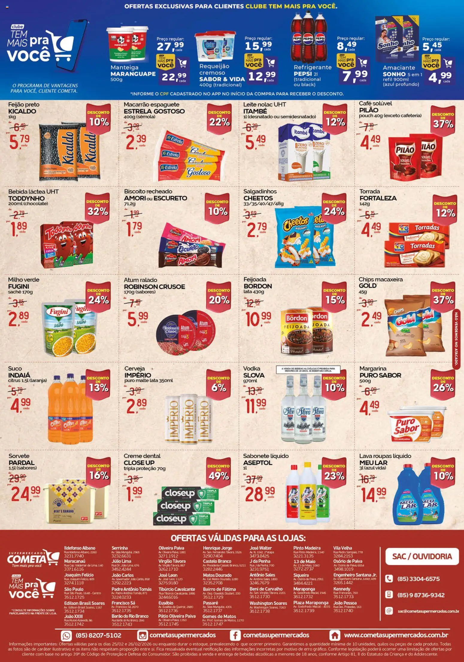 Cometa Supermercados Folheto - válido de 25.02.2026 | Página: 2 | Produtos: Roupas, Cheetos, Sabonete líquido, Margarina
