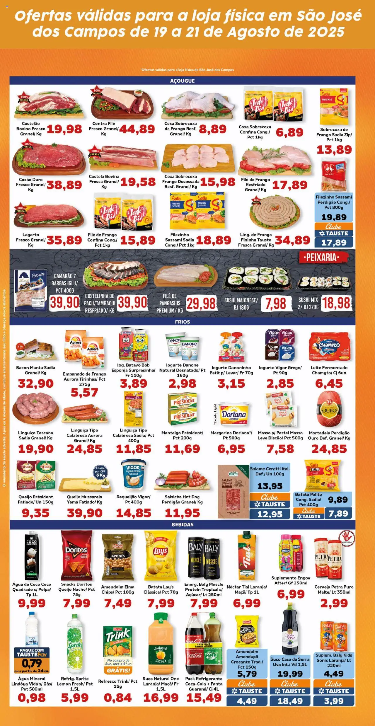 Tauste Folheto - válido de 19.08.2025 | Página: 4 | Produtos: Linguiça, Leite, Suco, Margarina