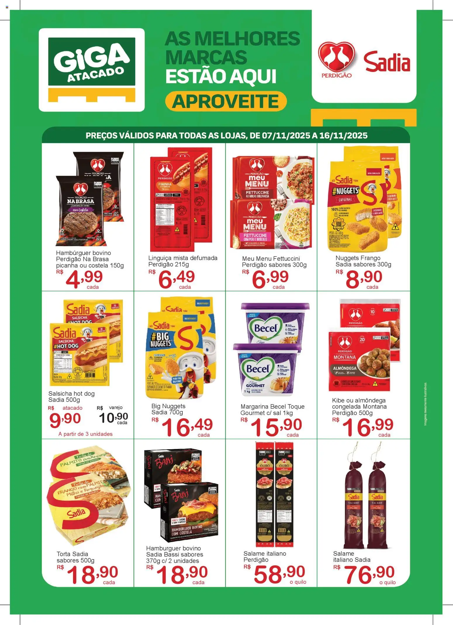 GIGA Atacado Folheto - válido de 07.11.2025 | Página: 1 | Produtos: Salsicha, Carne, Hambúrguer, Margarina