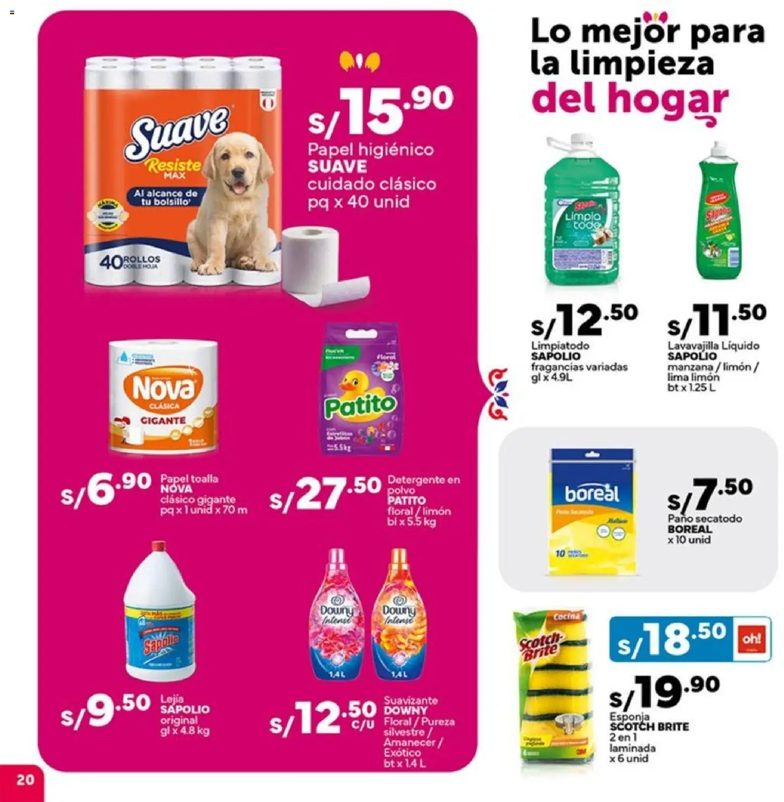 Catálogo Plaza Vea válido desde 14.11.2025 | Página: 20 | Productos: Esponja, Detergente, Cocina, Polvo