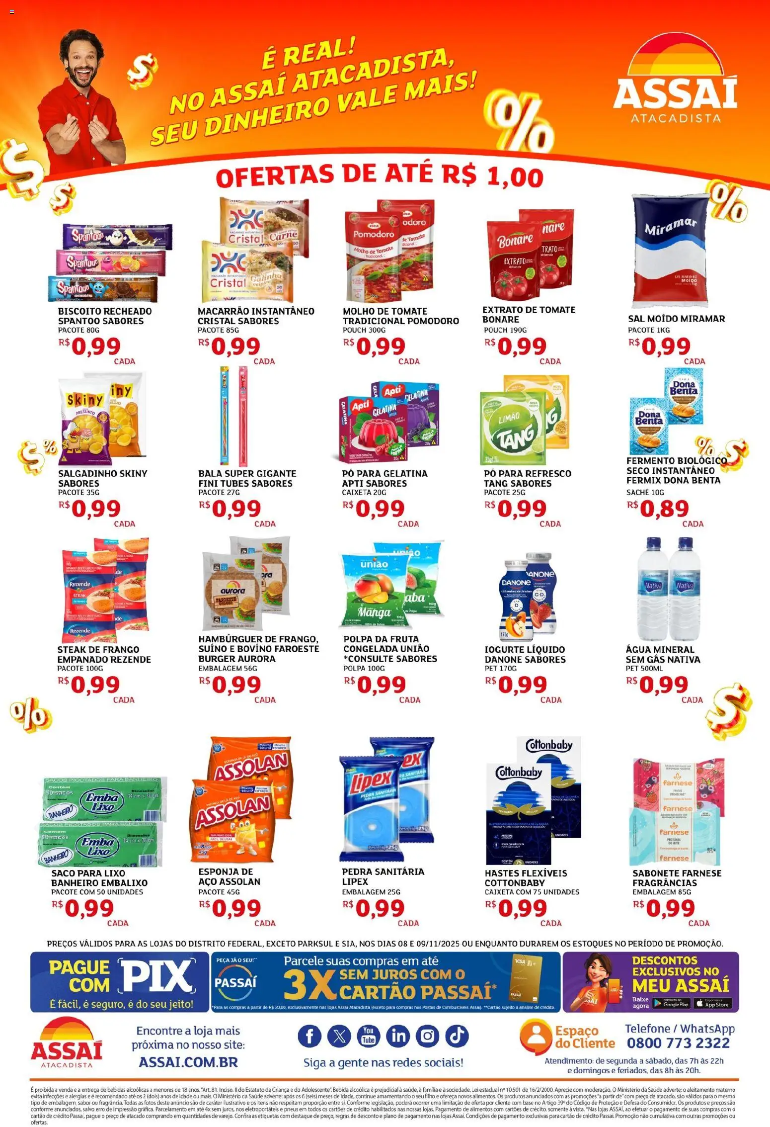 Assaí Atacadista Folheto - válido de 08.11.2025 | Página: 2 | Produtos: Molho de tomate, Pneus, Água mineral, Sal
