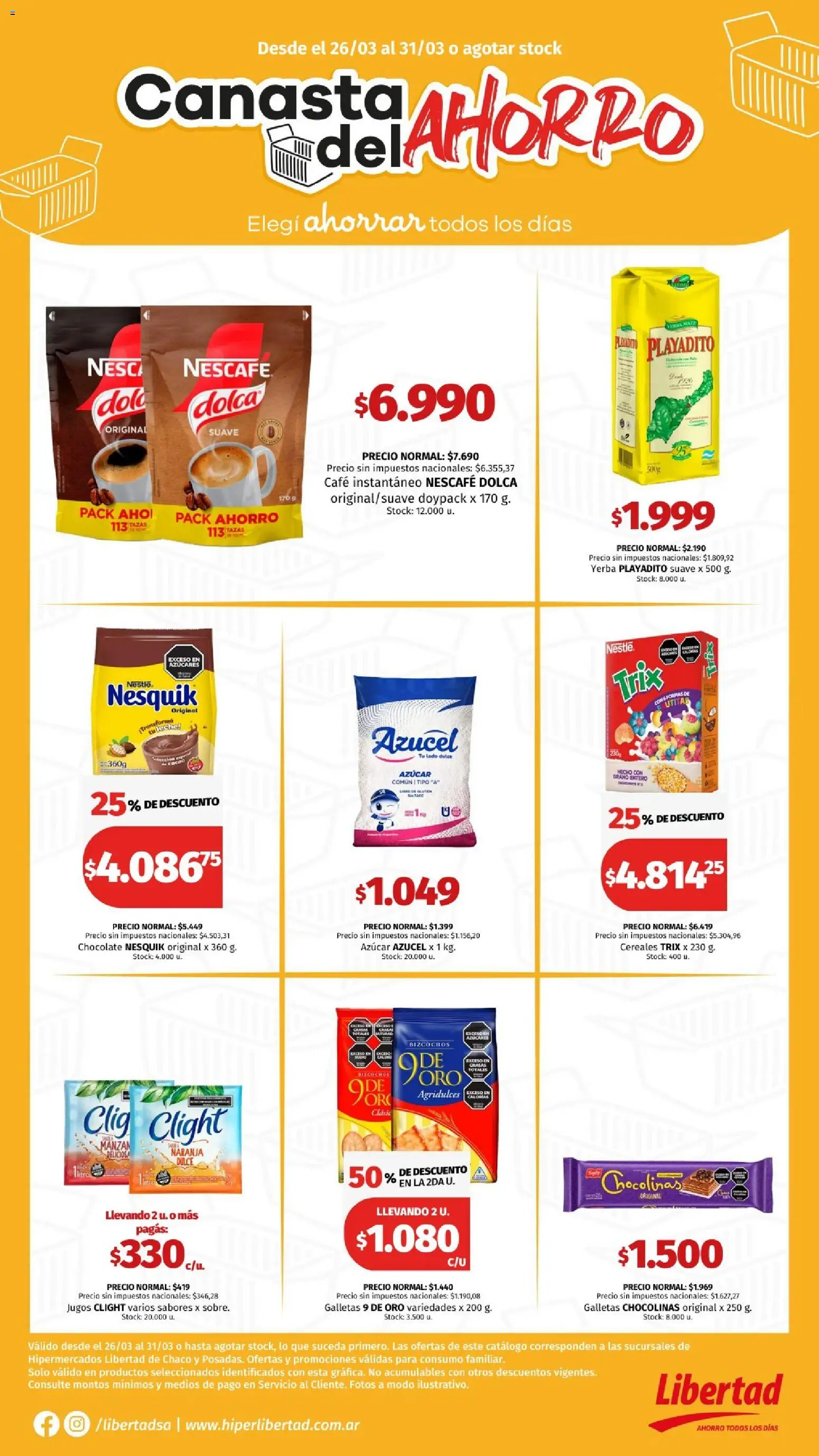 Hipermercado Libertad catálogo │ válido desde el 26.03.2026 | Página: 5 | Productos: Azucar, Yerba, Café, Bizcochos