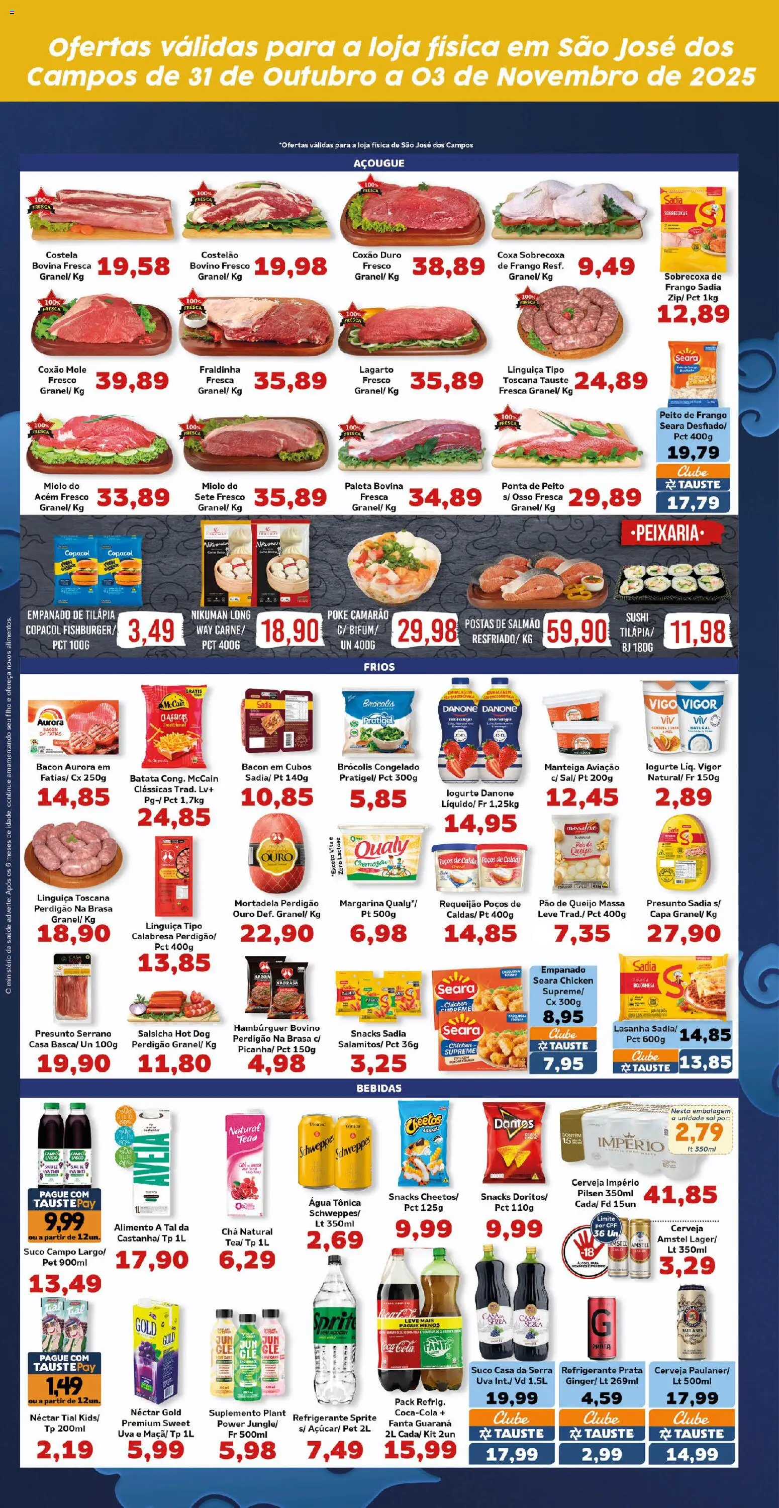 Tauste Folheto - válido de 31.10.2025 | Página: 4 | Produtos: Salsicha, Pão, Suco, Margarina