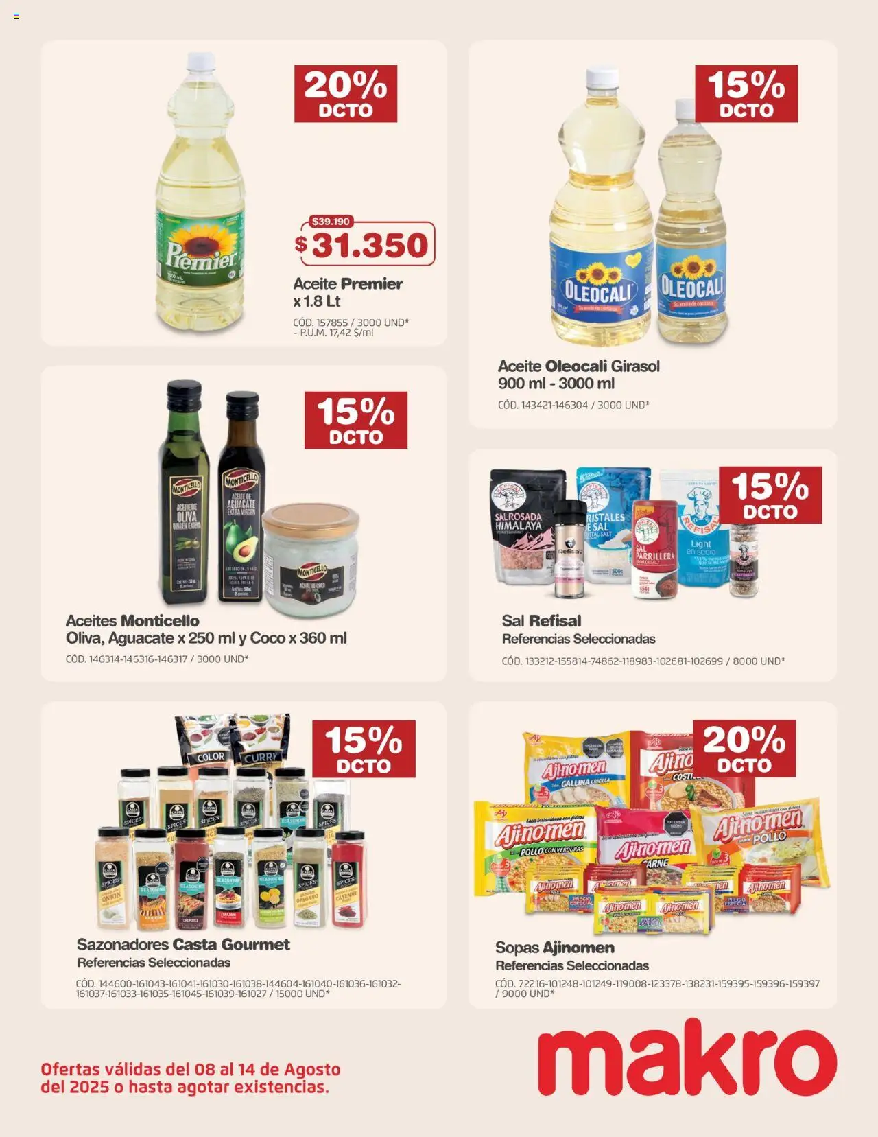 Makro revista - valida desde el 08.08.2025 | Página: 8 | Productos: Pollo, Sal, Coco, Aceite