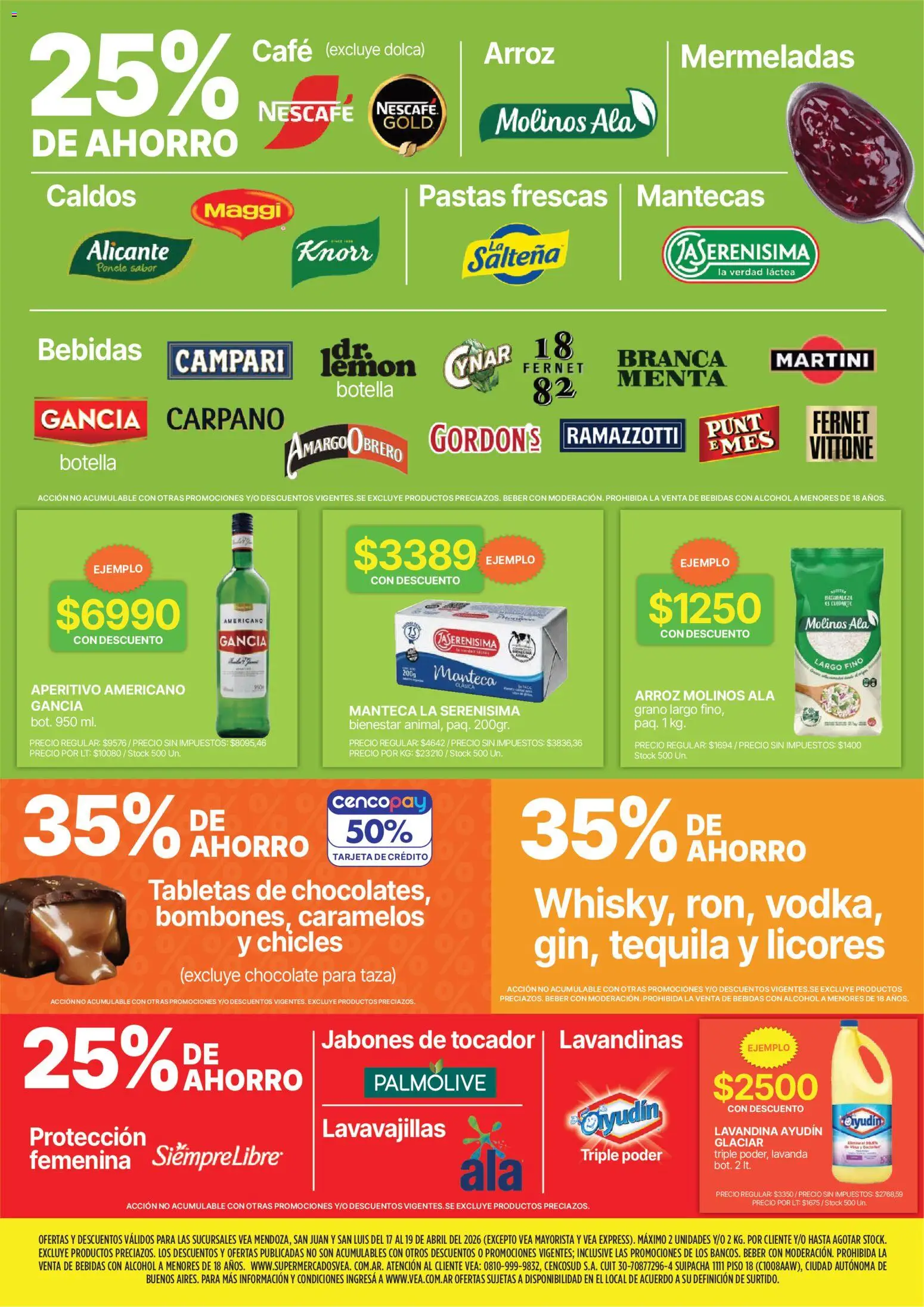 Vea - Ofertas fin de semana Cuyo │ válido desde el 17.04.2026 | Página: 3 | Productos: Lavandina, Botella, Manteca, Chocolate