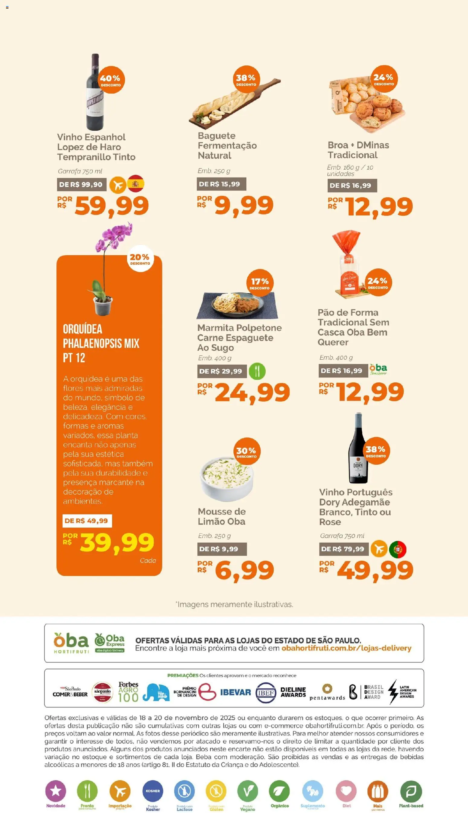 Oba Hortifruti Folheto - válido de 18.11.2025 | Página: 6 | Produtos: Mousse, Espaguete, Pão, Vinho