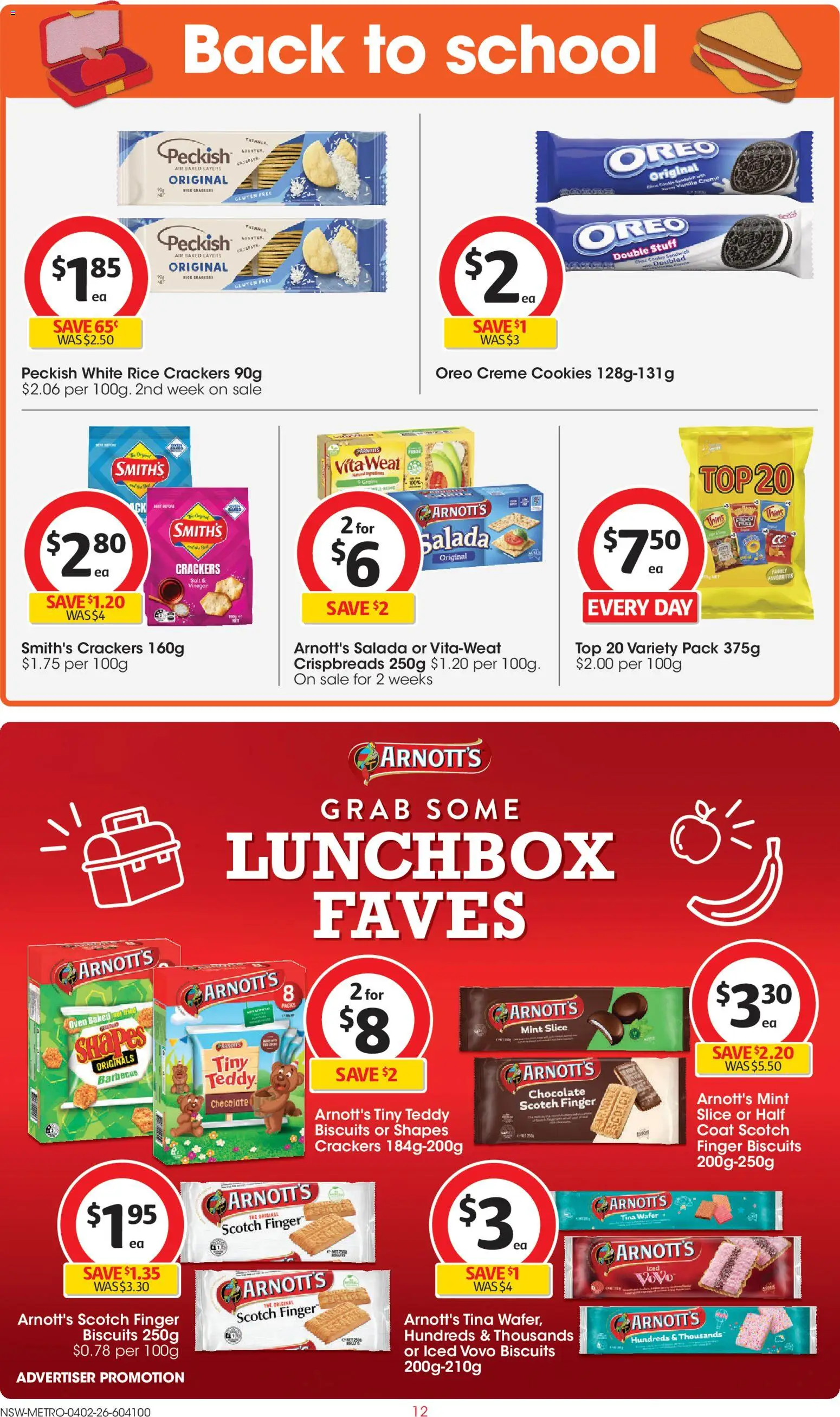Coles catalogue - valid from 04.02.2026 | Page: 12 | Products: Crackers, Chocolate, Biscuits, Scotch