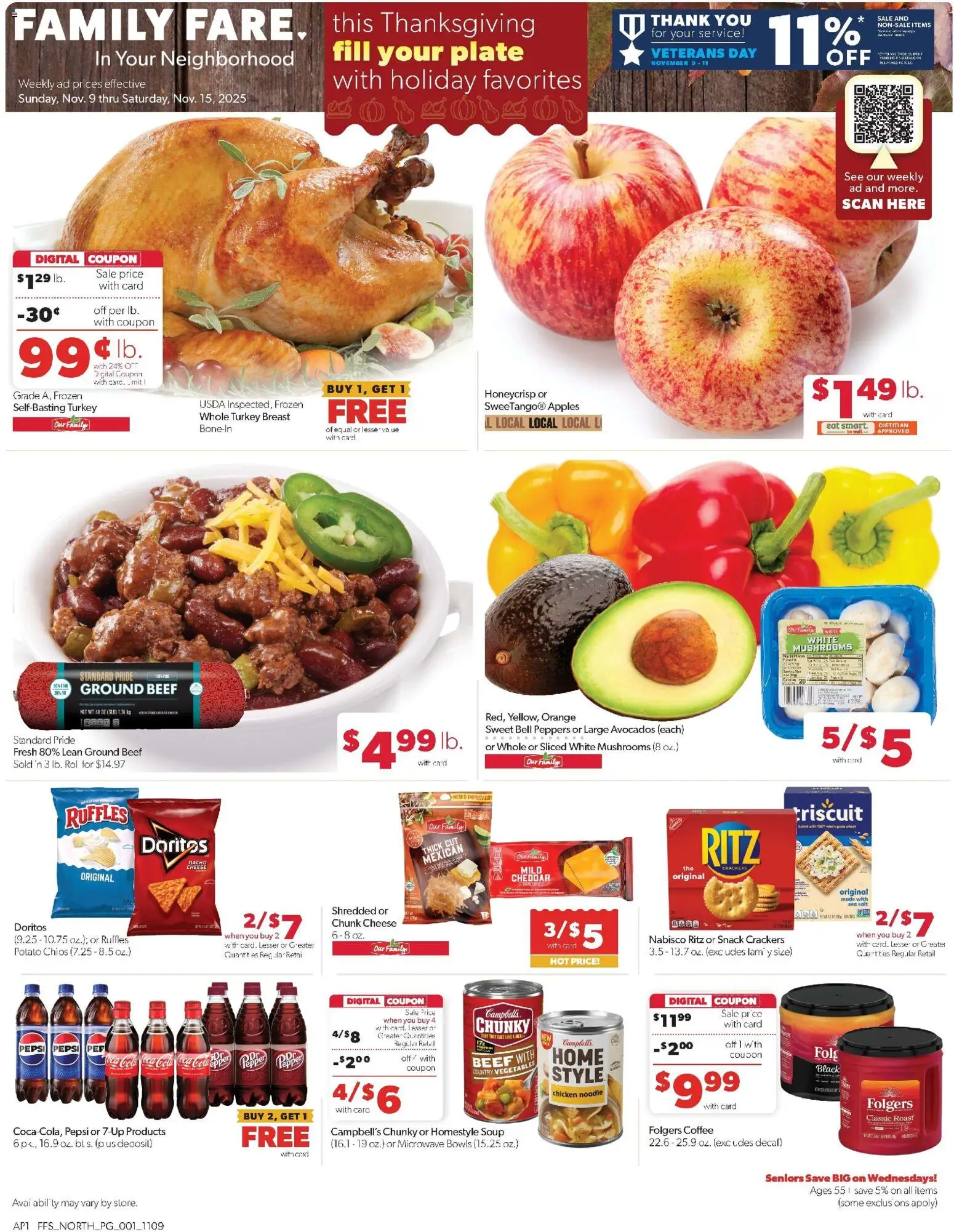 Family Fare Weekly Ad - valid from 09.11.2025 | Page: 1 | Products: Peppers, Microwave, Vegetables, Pepper
