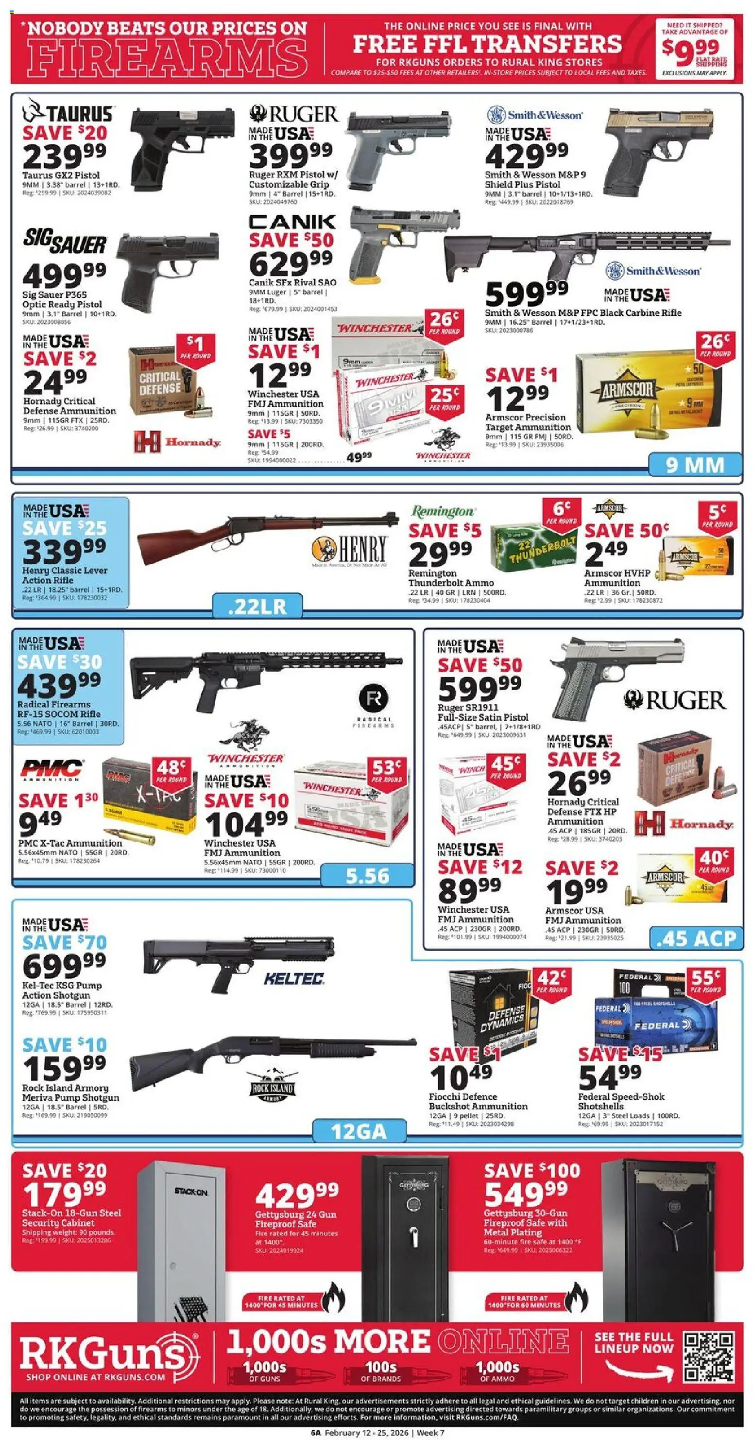 Rural King Weekly Ad - valid from 12.02.2026 | Page: 6 | Products: Safe, Shotgun, Gun, Weight