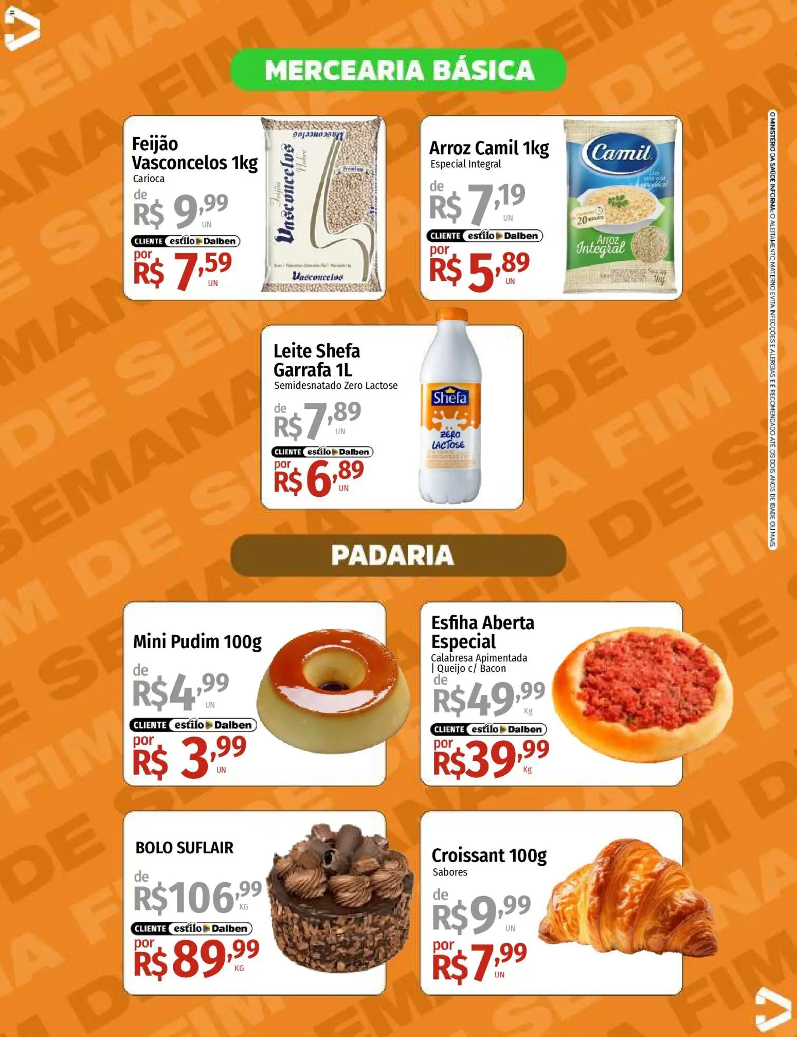 Supermercado Dalben Folheto - válido de 24.04.2026 | Página: 5 | Produtos: Feijão, Queijo, Arroz, Bolo