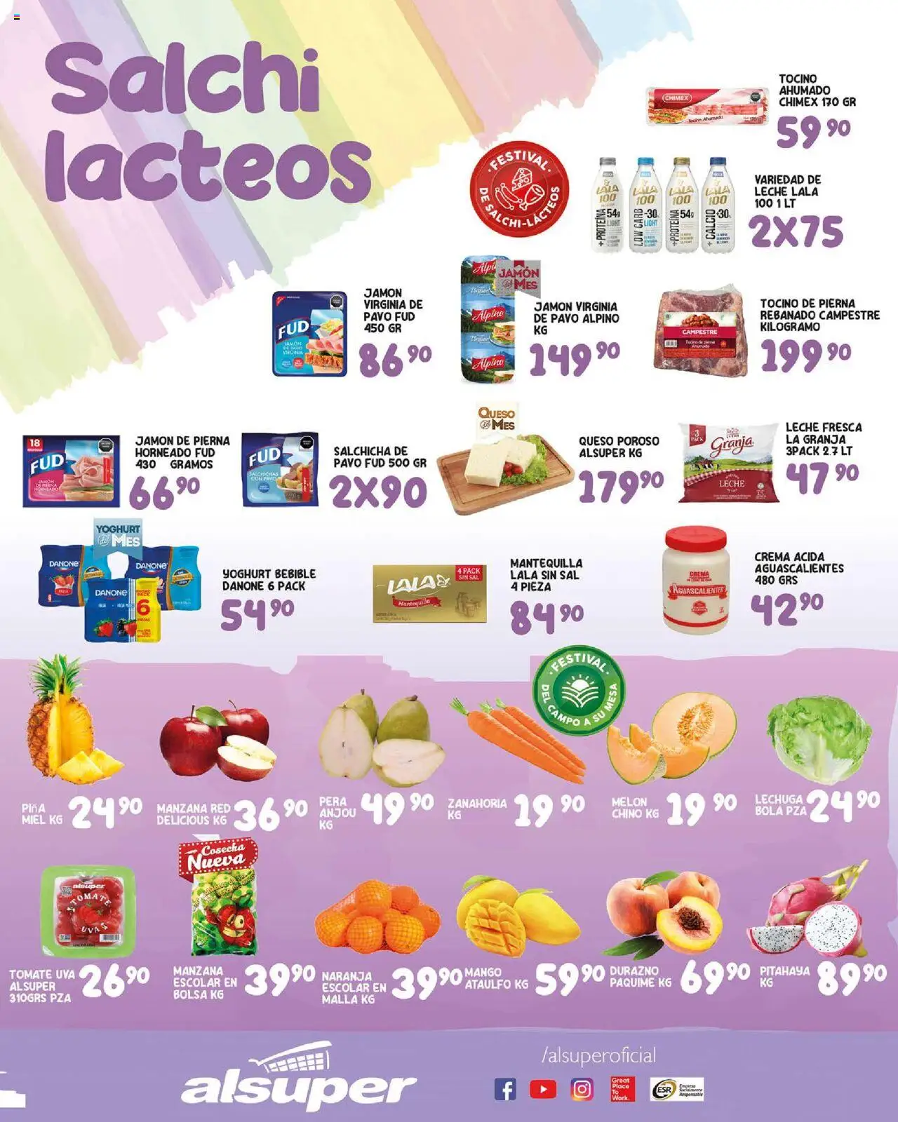 Nuevas ofertas de Alsuper válidas en toda la República Mexicana desde el 05.08.2025. ¡Encuentra las mejores ofertas en Alsuper - Folleto - Zacatecas! | Página: 3 | Productos: Durazno, Leche, Uva, Piña