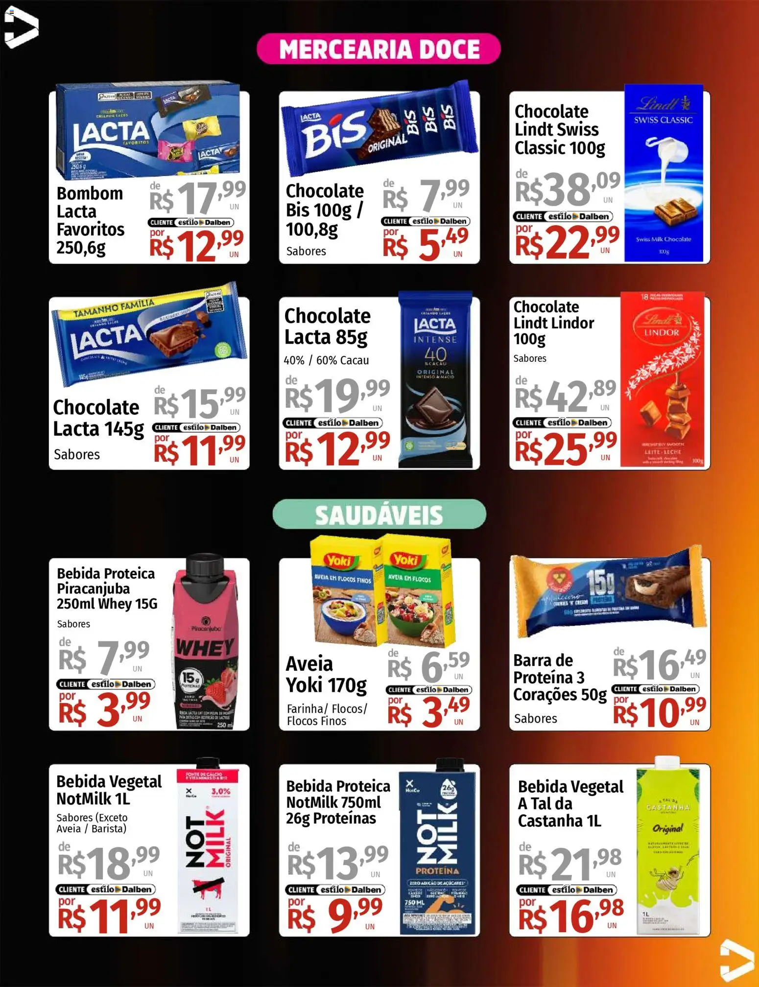 Supermercado Dalben Folheto - válido de 28.11.2025 | Página: 6 | Produtos: Chocolate, Flocos, Bebida, Bombom